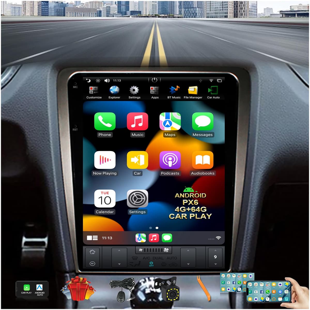 CUSP Estéreo para auto 12.1" IPS con GPS para Ford Mustang 2010-2014 PX6 4G+64G Android Head Unit (versión alta) CV-F632H