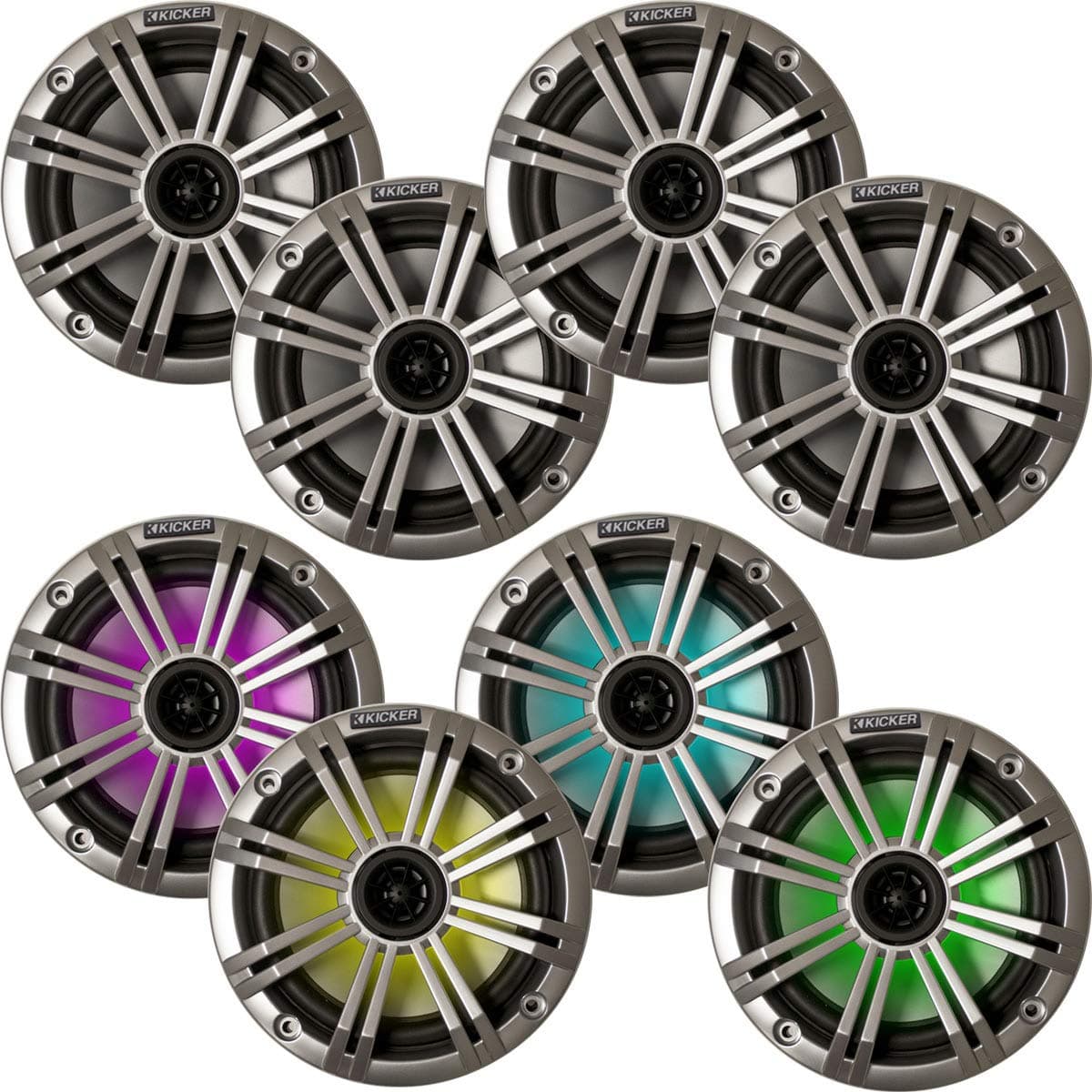 KICKER Parlantes Marinos LED Plateados 6.5" (Cant. 8) 4 Pares de Repuestos OEM (8)41BKM614LS