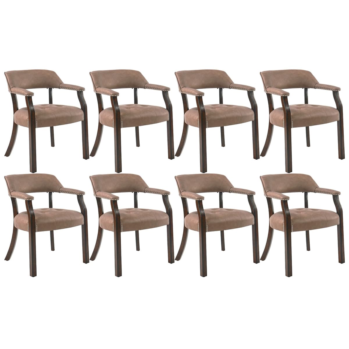 LEEMTORIG Juego de 8 sillas de comedor tapizadas en PU Amarillo Marrón con brazos y patas espresso CY-NX173-318EY LEECY-NX173-318EY08