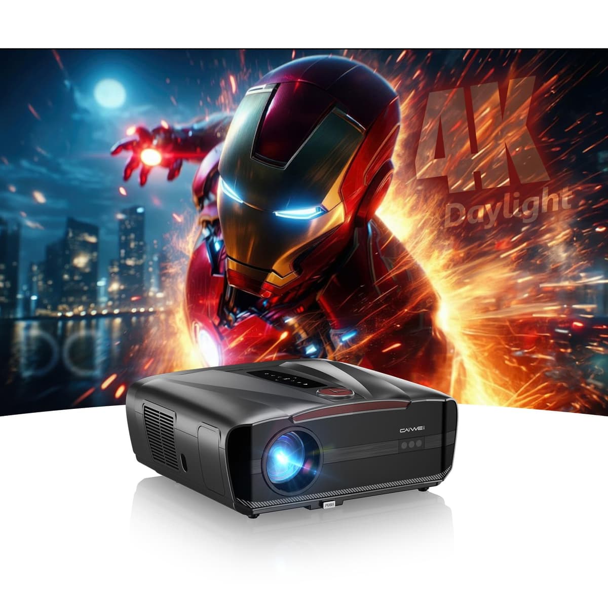 CIVE Proyector Diurno 4K Mejorado 2026 2400 ANSI con Tapa de Lente Automática, Enfoque Automático TOF, HDMI eARC CEC, Parlantes 40W, Cine en Casa Inteligente para Uso Diurno con Sistema AI MOVIN 2.0, HDR10+, WiFi 6, Bluetooth, USB A9