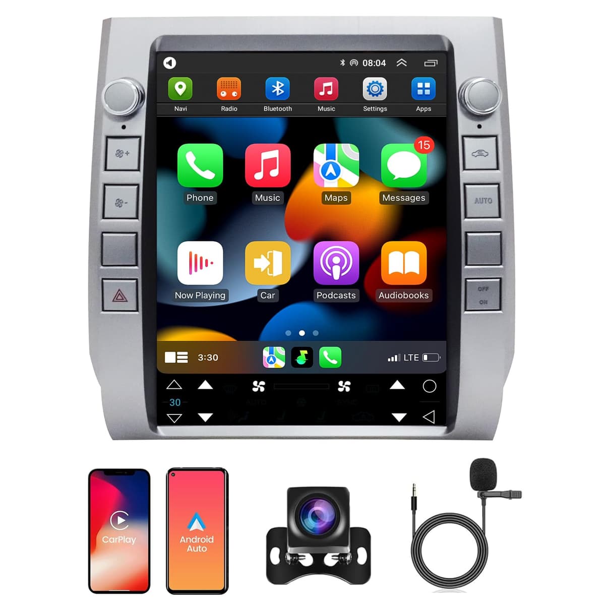 GYVCBREU Radio para Auto para Toyota Tundra 2014-2020 Reemplazo de Estéreo Pantalla Vertical de 12.1 pulgadas Estilo Tesla con CarPlay Android Auto GPS Navegación DSP Unidad Principal Multimedia en Tablero