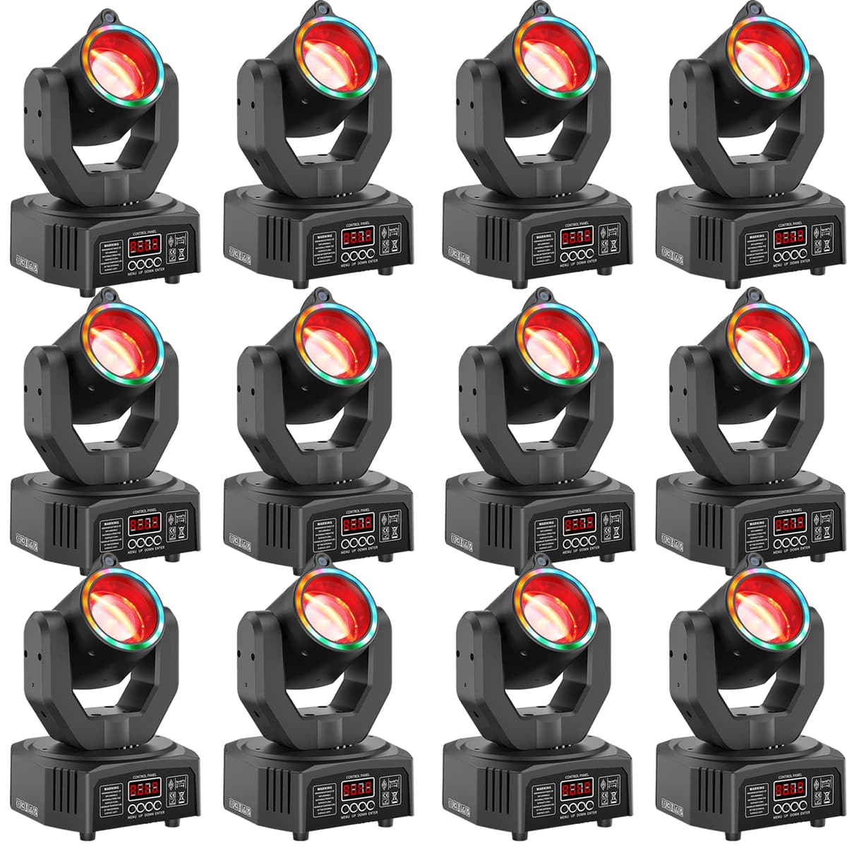 Datewink Paquete de 12 Moving Head Light 50W LED con efectos haz, apertura colorida y cielo estrellado, con control remoto ZQ02375