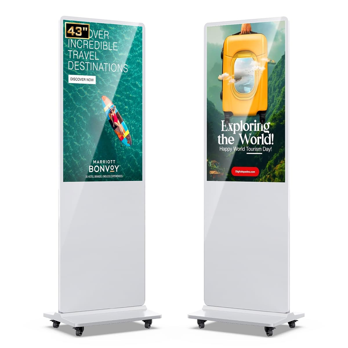 QIXZOCV MWE 43" Kiosco Publicitario Vertical con Android y Reproductor Automático - Blanco QIXZOCV-1-White