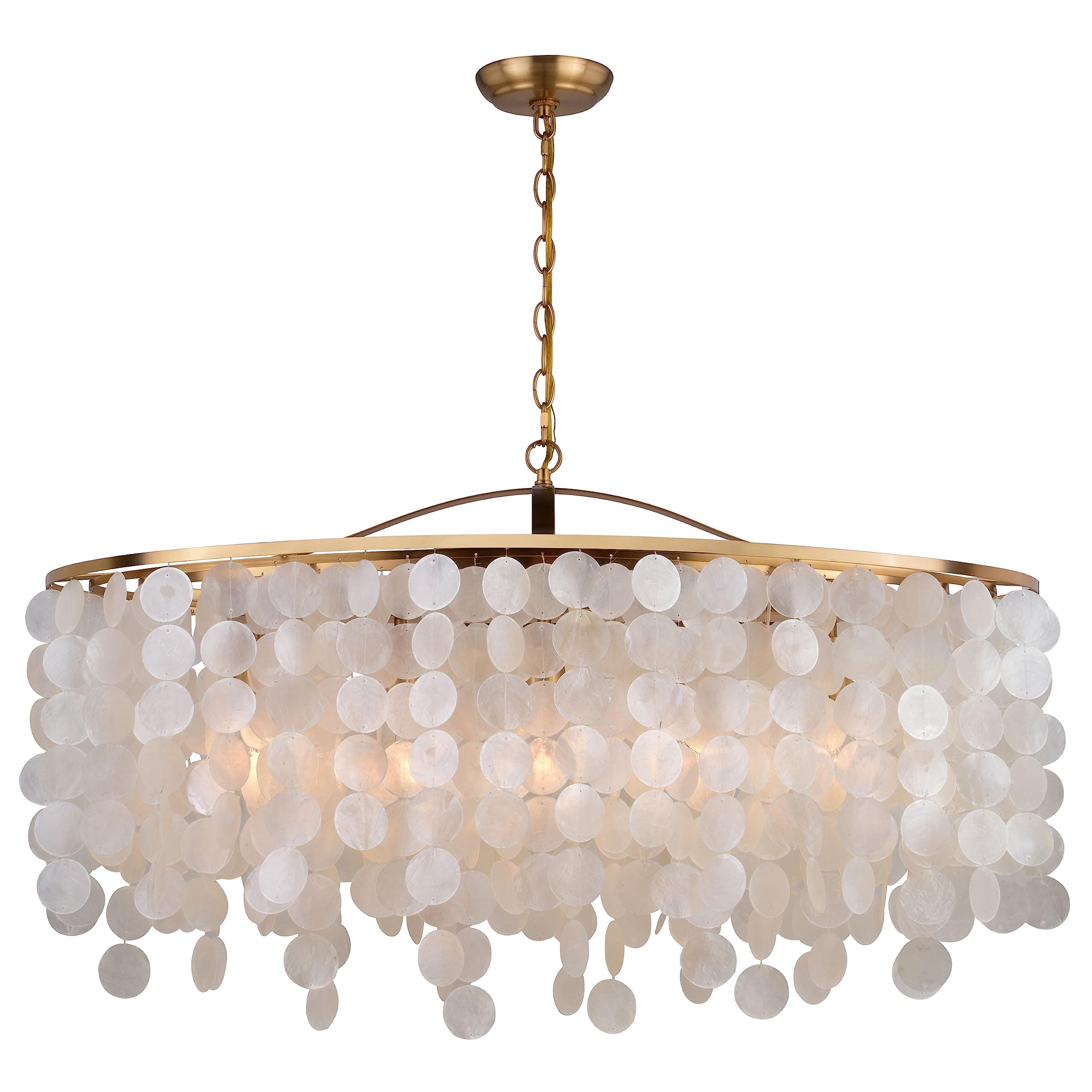 VAXCEL Elsa Candelabro de conchas Capiz 5 luces, acabado oro claro, colgante empotrable regulable H0282