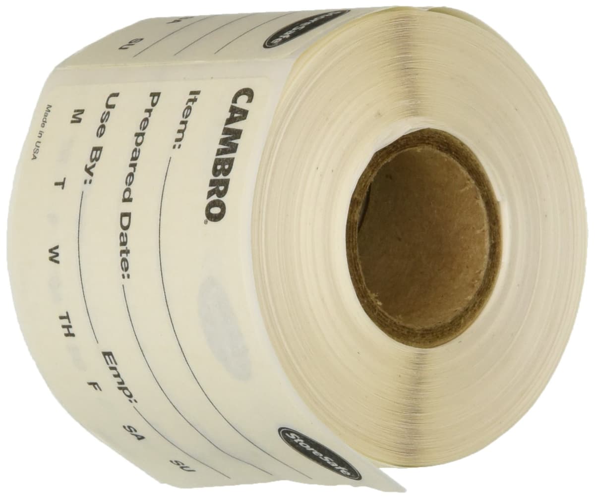 Cambro Etiquetas para Rotación de Alimentos 3" Blanco, Paquete a Granel 6000/PK 23SLB250