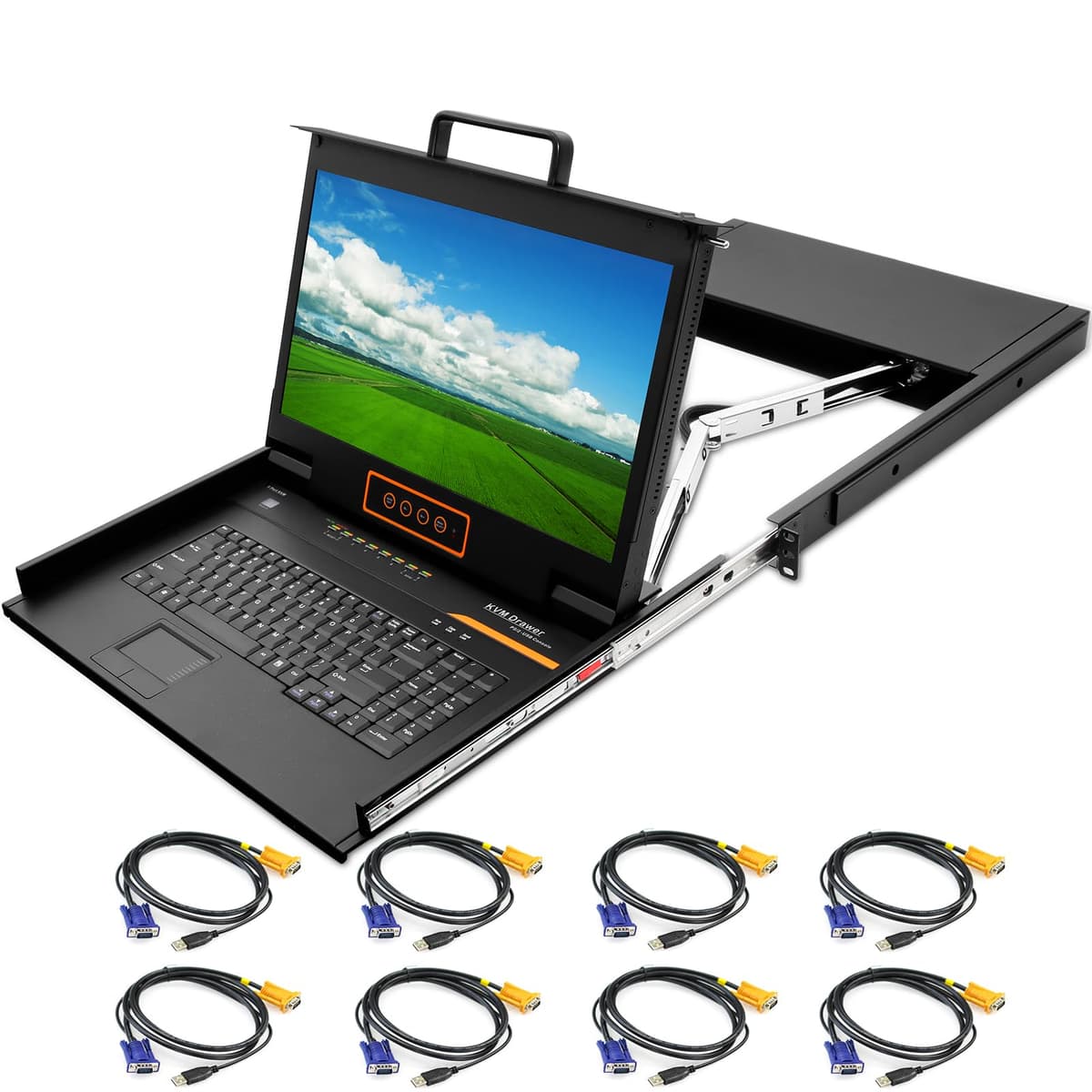 Kinan XW1708 Consola KVM Rack 8 Puertos 17.3" 1080P 1U con Teclado y Touchpad