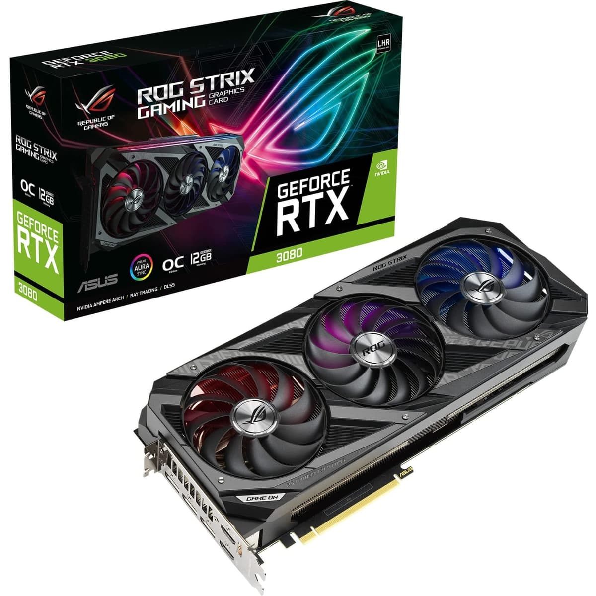 ASUS ROG Strix GeForce RTX 3080 OC Edition 12GB GDDR6X, HDMI 2.1, DisplayPort 1.4a, Axial-tech Fans ROG-STRIX-RTX3080-O12G-GA