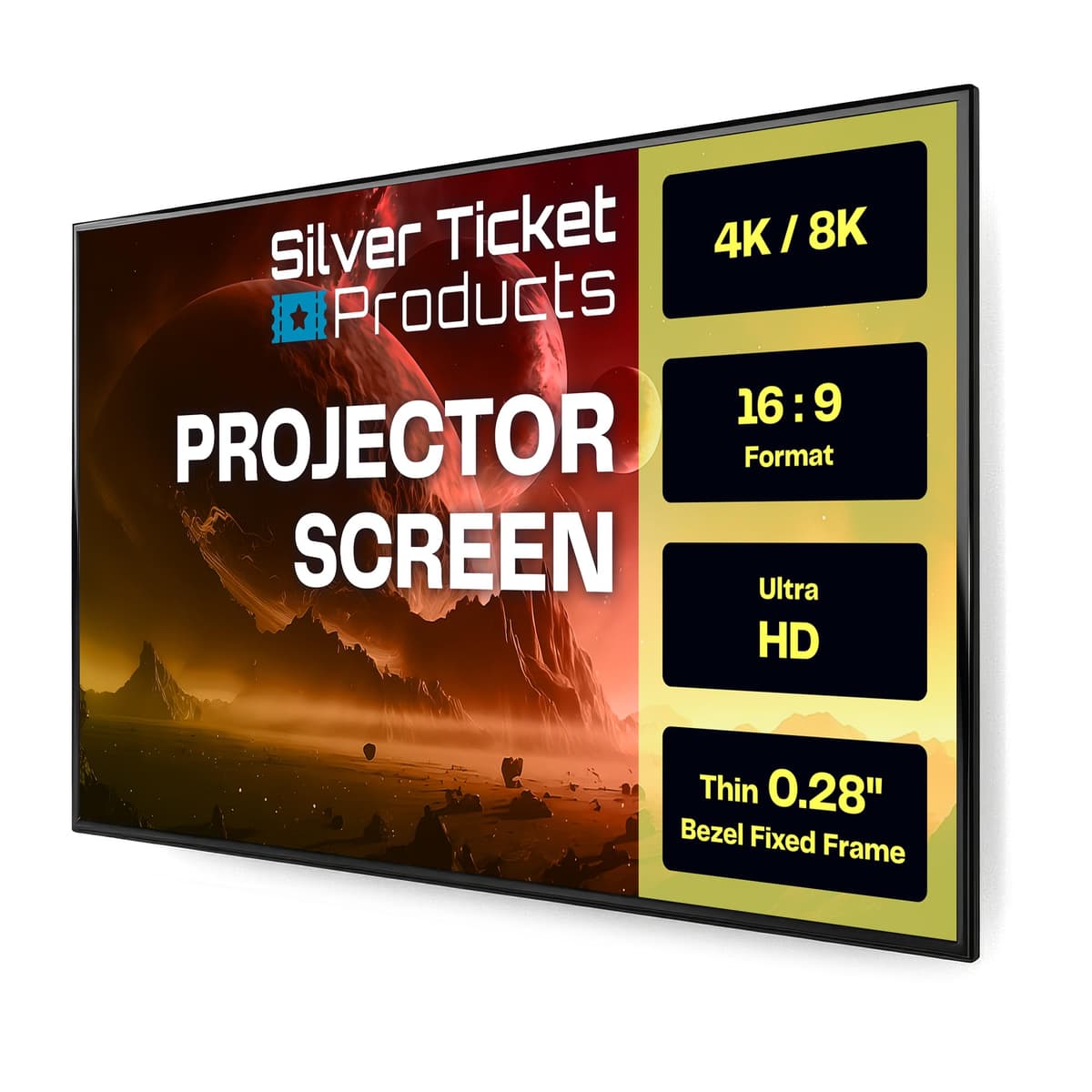 Silver Ticket S7 Serie 100" Fijo Bisel Delgado 16:9 Acústico S7-169100-WAB