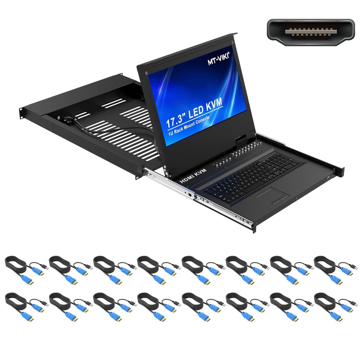 MT-VIKI Rack Mount KVM HDMI con monitor LCD 17.3" para rack 1U MT-17316HL