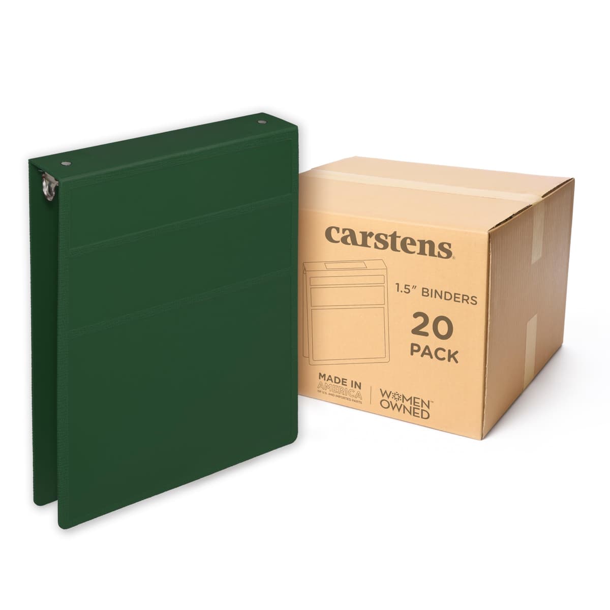 Carstens 1.5" Heavy Duty 3-Ring Binder - Top Opening, Forest Green, 1.5" (2061-3R) 2061-3RCS