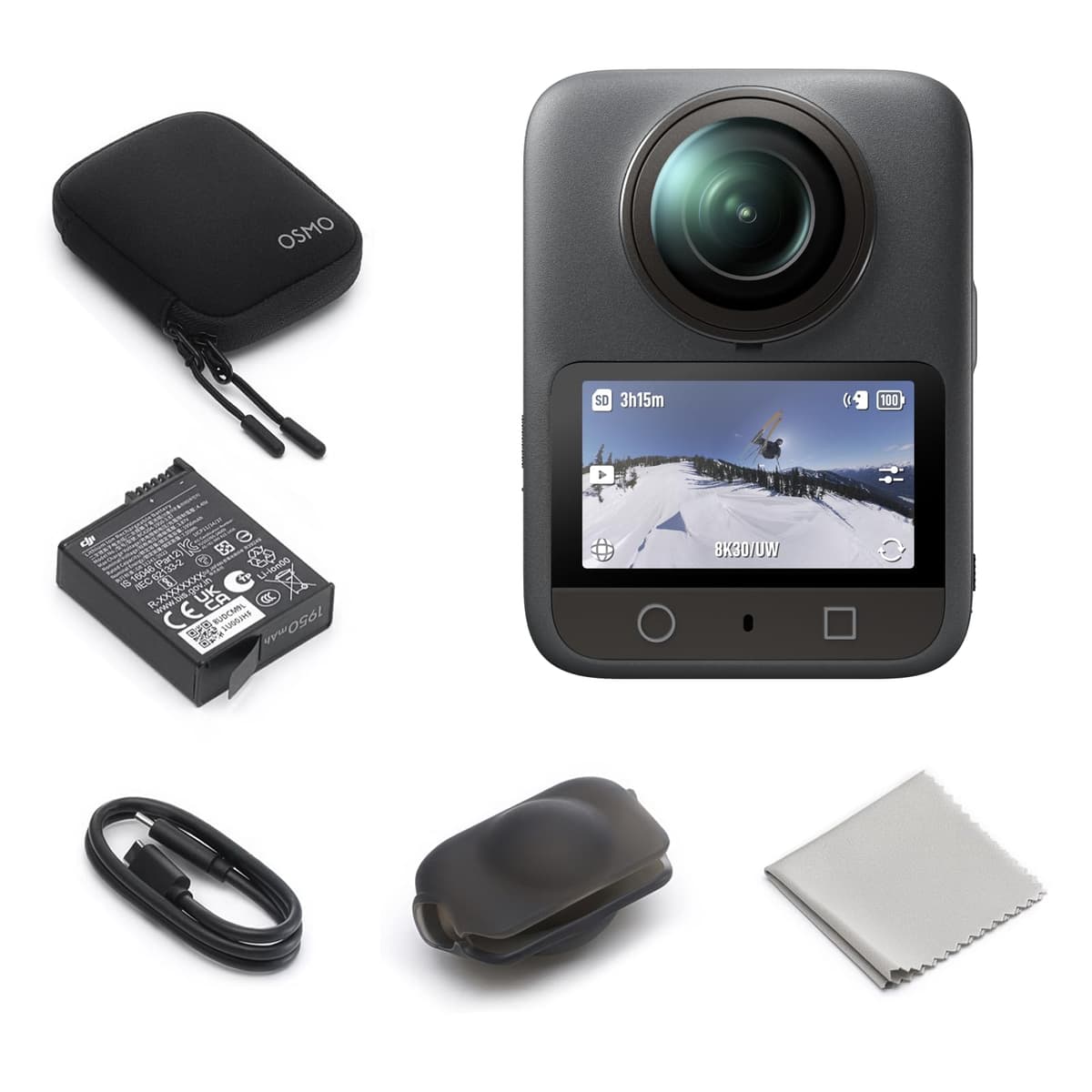 DJI Osmo 360 Combo Estándar - Cámara de Acción 360° Resistente al Agua 8K con Sensor de 1 Pulgada, Almacenamiento Integrado de 128GB, Grabación 8K de 100 Min, Video 4K/120fps y Gran Angular de 170°, Efecto Palo Selfie Invisible 190021996045