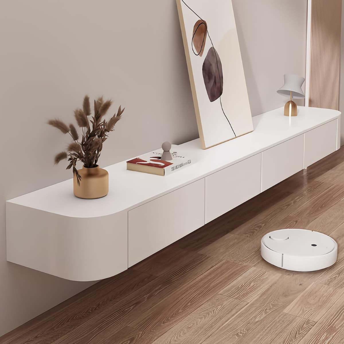 Kferfft Mueble para TV flotante montado en pared DIANSHIGUI-Y - Mueble multimedia moderno con almacenamiento oculto