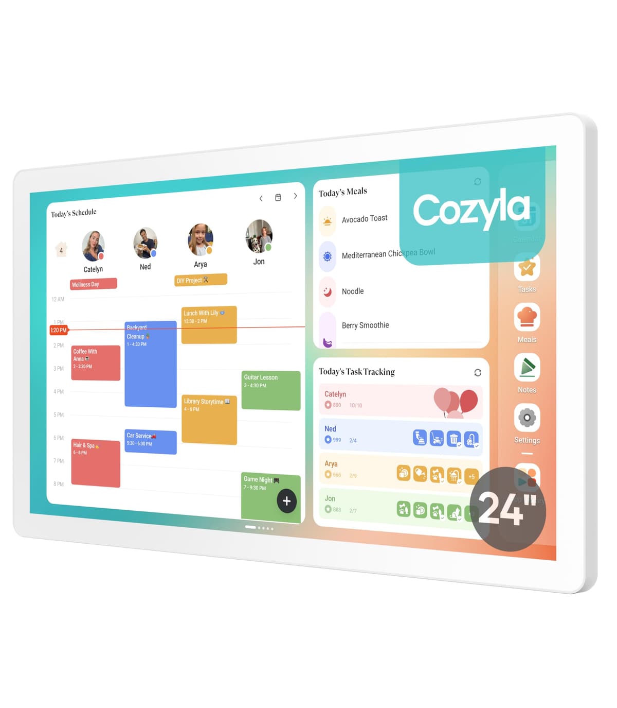 Cozyla Digital Calendar+ 2 24" Panel táctil mural para planificación familiar y tareas CZL-WH-22
