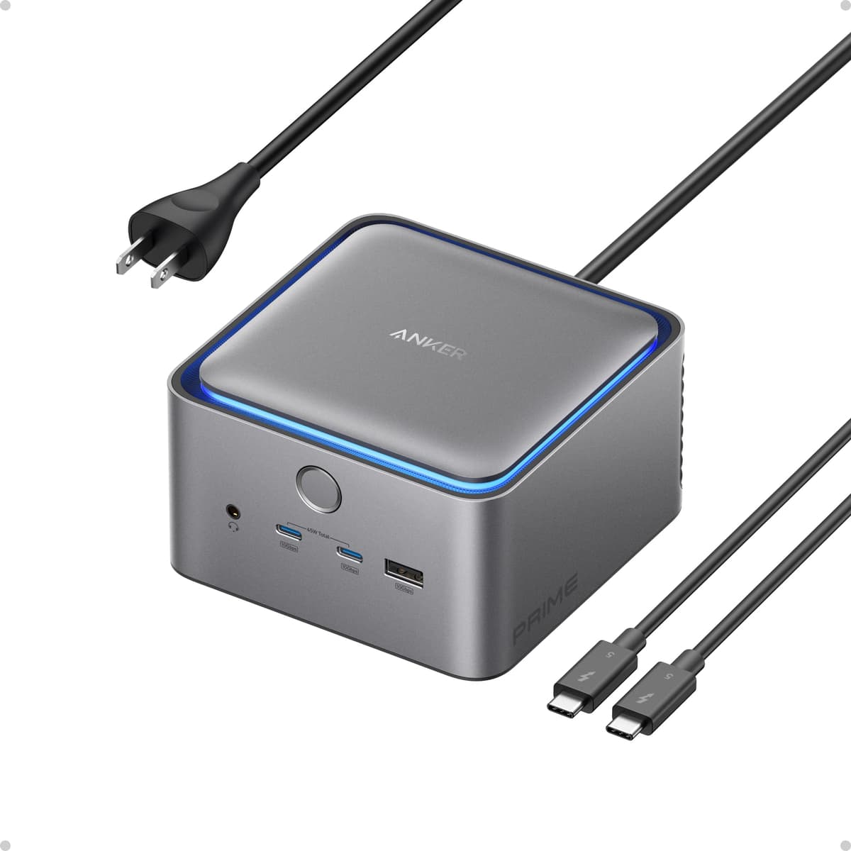 Estación de Acoplamiento Anker Prime TB5, Dock Thunderbolt 5 14 en 1 con Transferencia Máx. de 120 Gbps, Carga Máx. de 140 W, Sistema de Enfriamiento, Hasta 8K, Doble Pantalla para Laptops TBT 5/4 A83B51A1