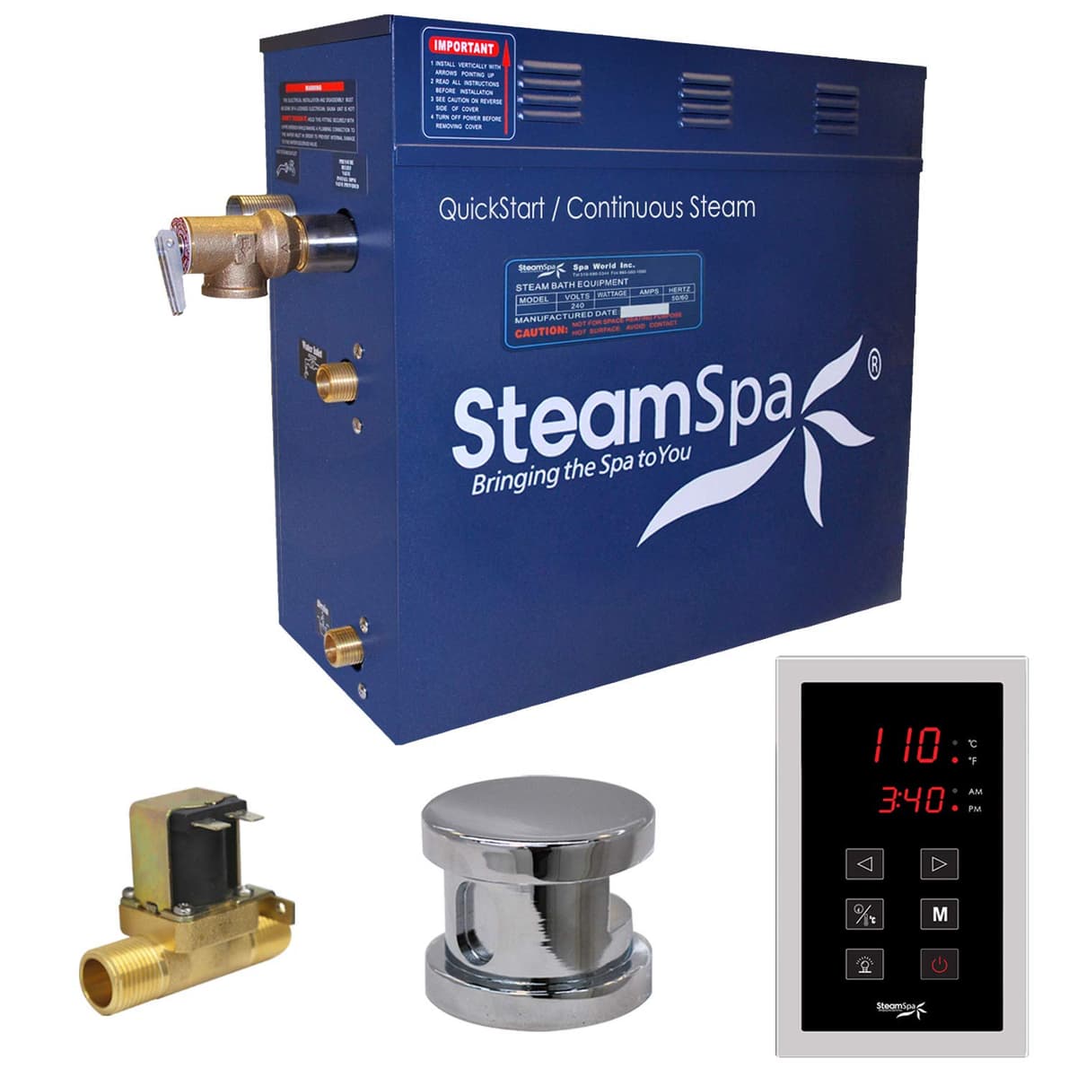 STEAMSPA 6kW Steam Sauna Generator Sentry Series 240V con Control Táctil (Chrome) SNT