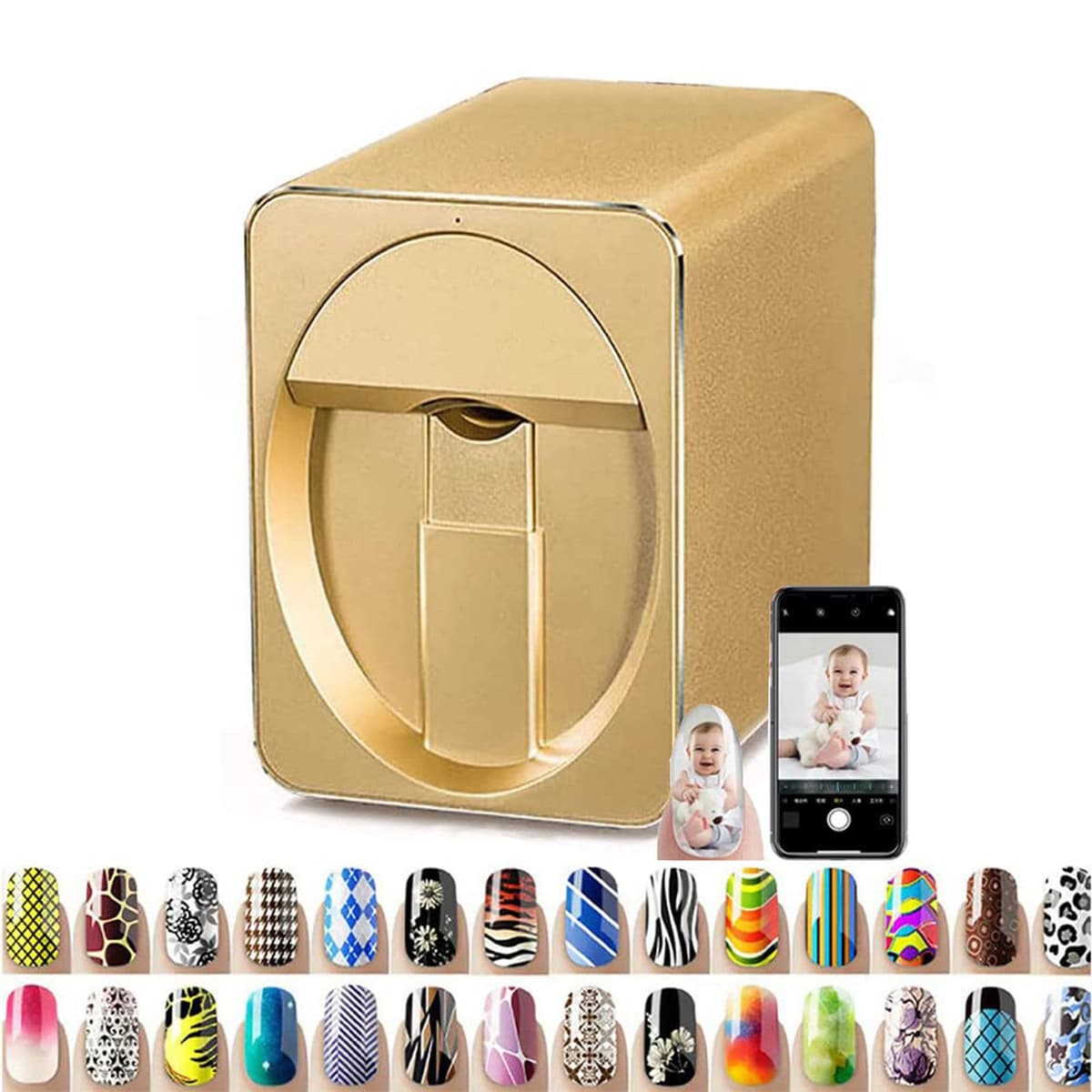 Impresora de Uñas 3D GEHPYYDS con WiFi y APP, Portátil para Nail Art 3D Nail Printer Machine