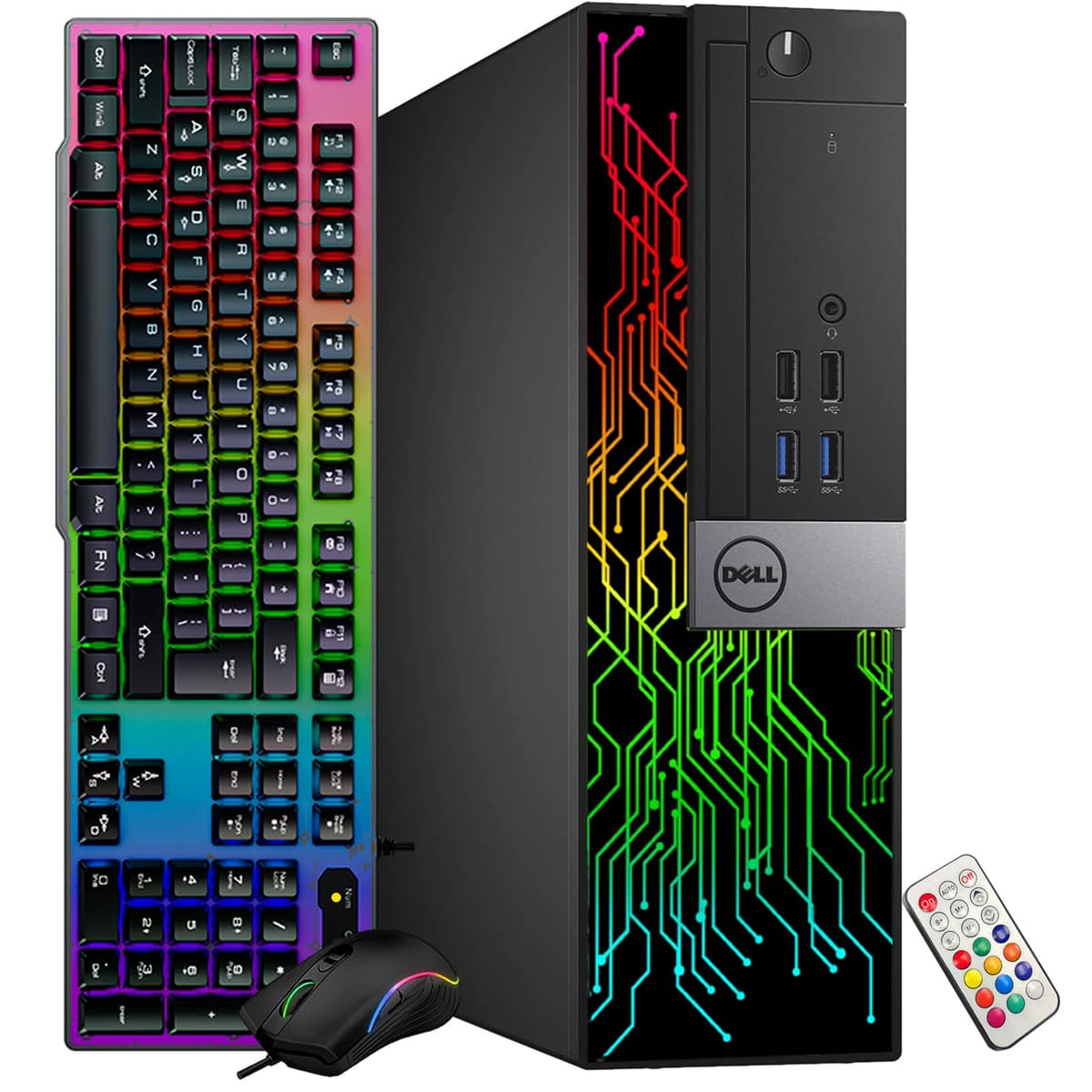 Dell OptiPlex Escritorio Luces RGB Personalizadas Computadora Intel Core i7 3.40GHz 16 GB RAM SSD 2TB Windows 11 Pro - WiFi - PC para Juegos Teclado y Mouse HDMI (Reacondicionado)
