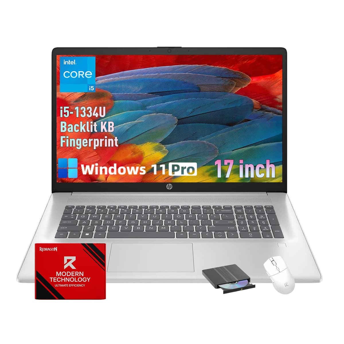 HP Flagship 17 Portátil, 64 GB RAM, 2 TB SSD, Intel i5-1334U de 10 núcleos, Teclado Retroiluminado, Windows 11 Pro, Lector de Huellas, Pantalla Antirreflejo de 17.3", Carga Rápida, Wi-Fi 6, con Accesorios HP 17 laptop