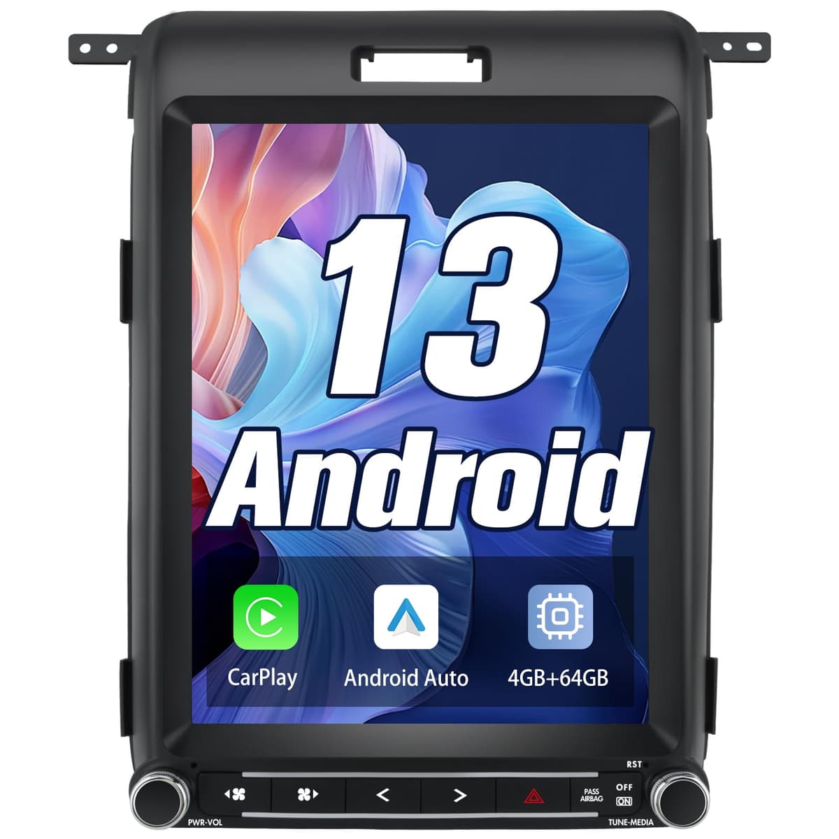 Radio Solvitek para Ford F150, Actualización 2013-2014, Pantalla Táctil 12.1", Compatible con CarPlay y Android Auto, 4GB RAM+64GB ROM, Control en Volante, 4G/WiFi, DSP, Bluetooth