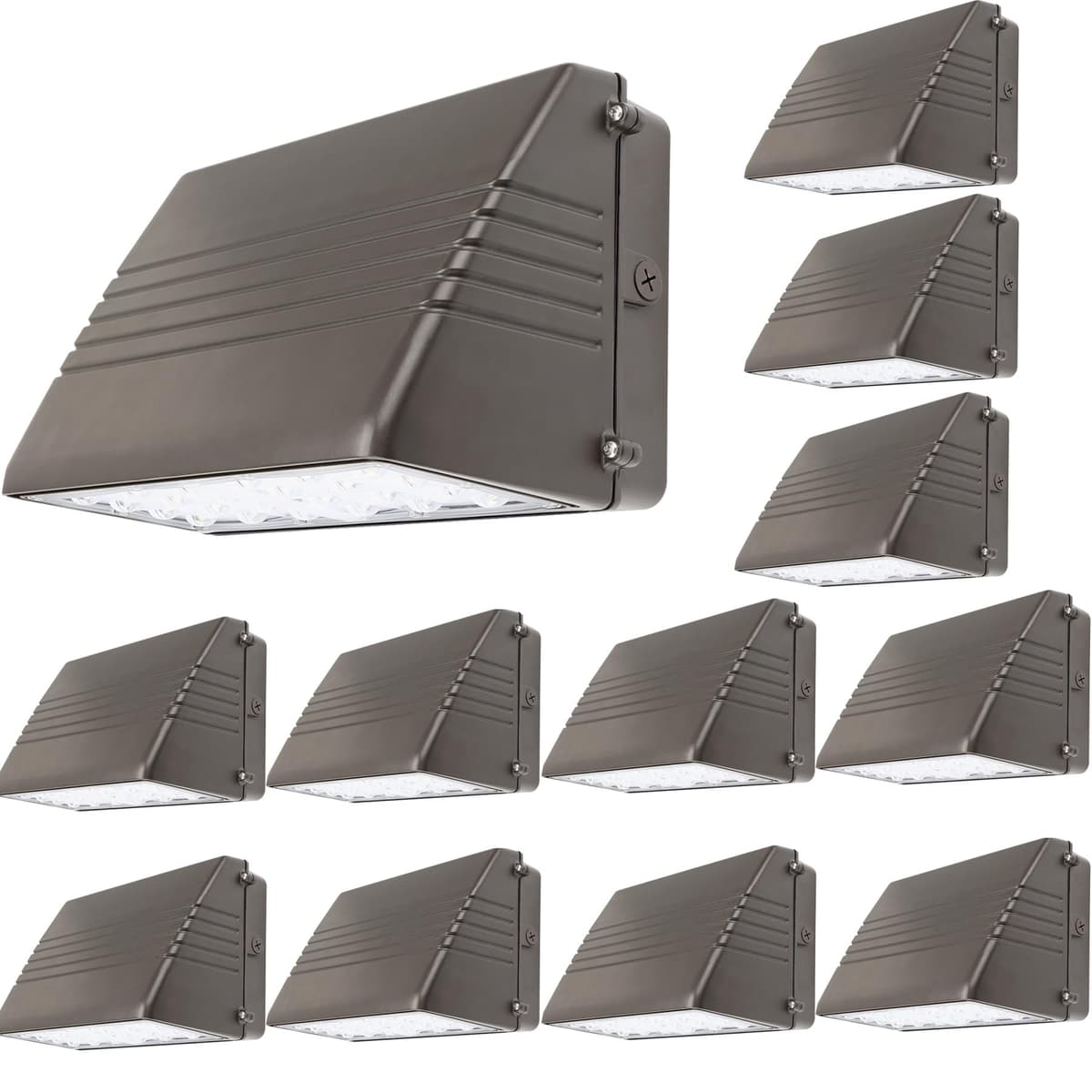 BBESTLED Pack de 12 wallpack LED exterior ajustables 70W/56W/42W/28W IP65 outdoor dusk to dawn lights