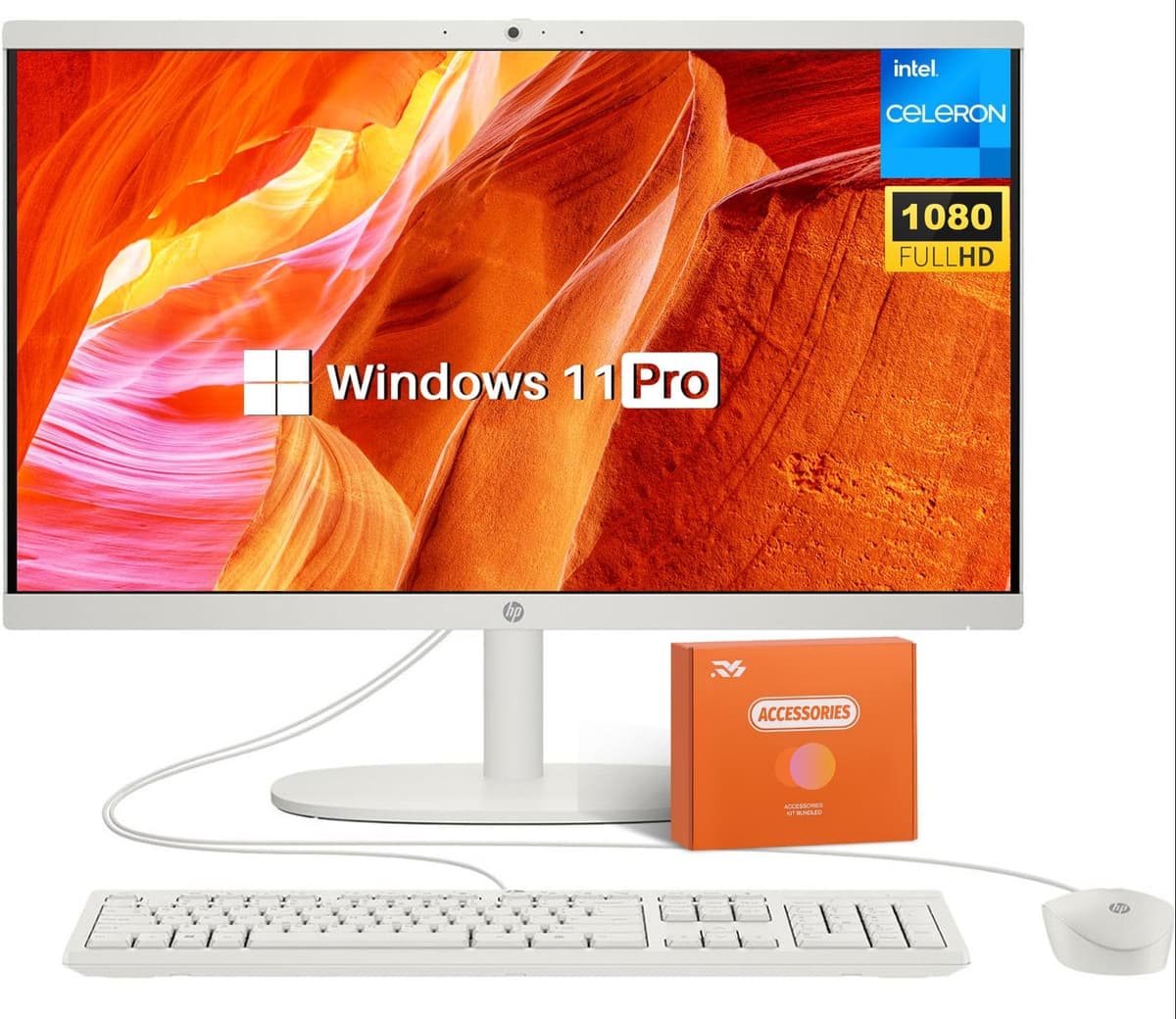 Computadora de Escritorio All-in-One HP Business, Pantalla FHD de 21.5", 32 GB RAM, SSD de 2 TB, Intel Celeron J4025, Gráficos Intel UHD 600, Webcam, Wi-Fi 6, HDMI, Mouse y Teclado Con cable, Windows 11 Pro, con Accesorios HP All-in-One Desktop PC