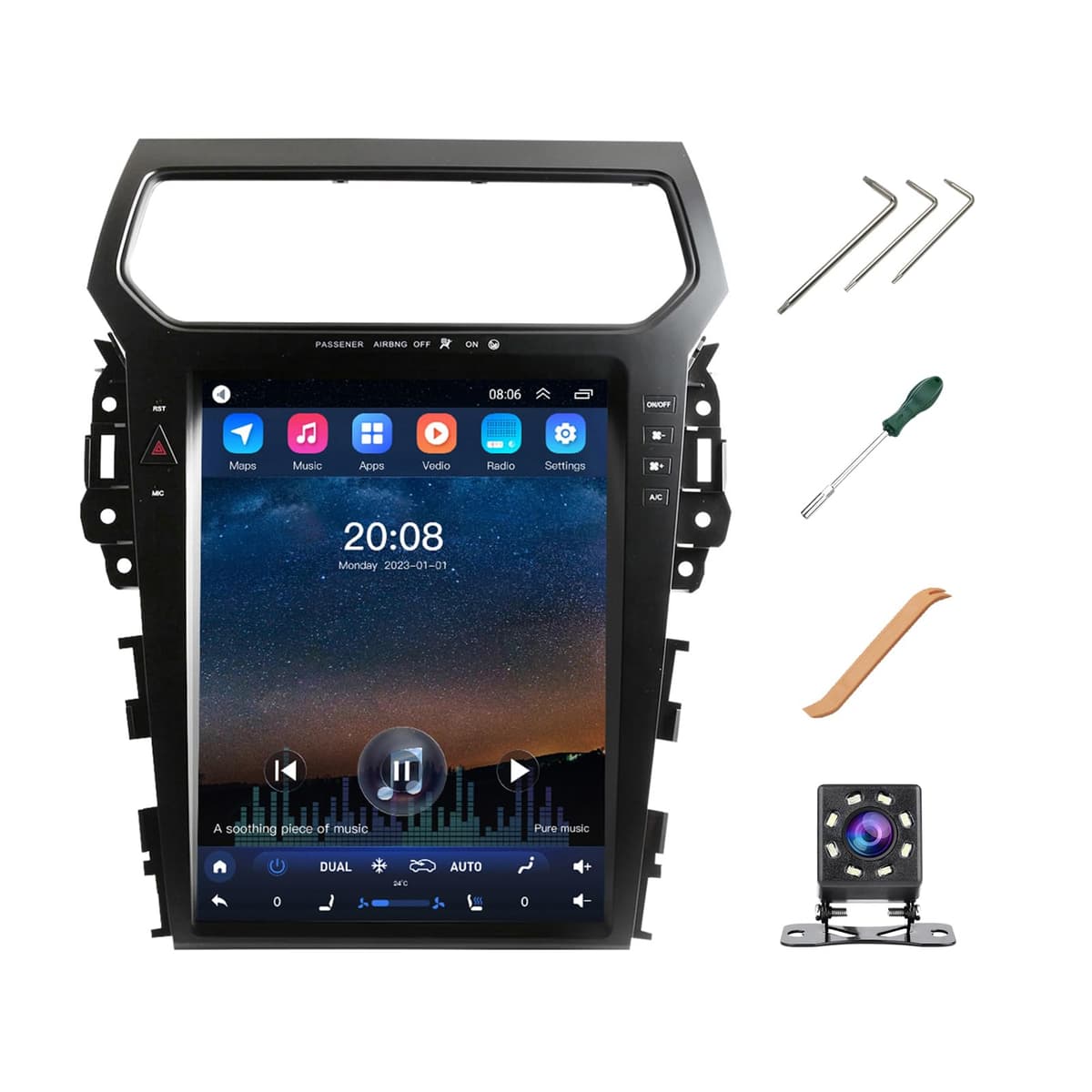 Actualización de radio SEICANE para Ford Explorer 2011-2019, estéreo Android de 8 núcleos, pantalla táctil de 12.1 pulgadas compatible con CarPlay, GPS, Android Auto (4 GB RAM + 64 GB ROM) H7723