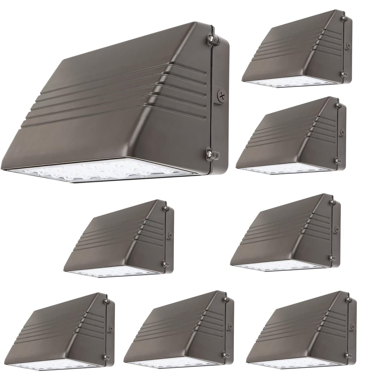 BBESTLED Pack de 8 wallpack LED exterior ajustables 70W/56W/42W/28W IP65 outdoor dusk to dawn lights