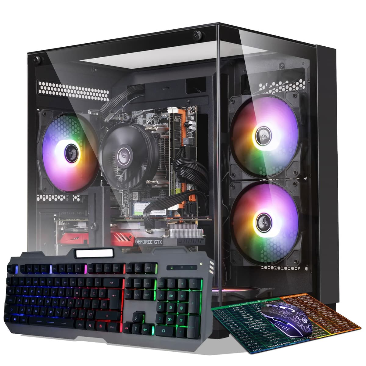 abytespark Computadora de Escritorio Gaming, Intel Core i7 3.4GHz, Tarjeta Gráfica GTX 1660 Super 6GB GDDR6, 16GB RAM, 512GB SSD, Wi-Fi 5.0, 4 Ventiladores RGB