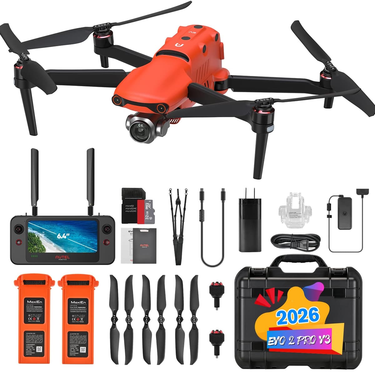 Autel EVO 2 Pro V3 Rugged Bundle - Drone 6K HDR con sensor 1" y SkyLink 2.0
