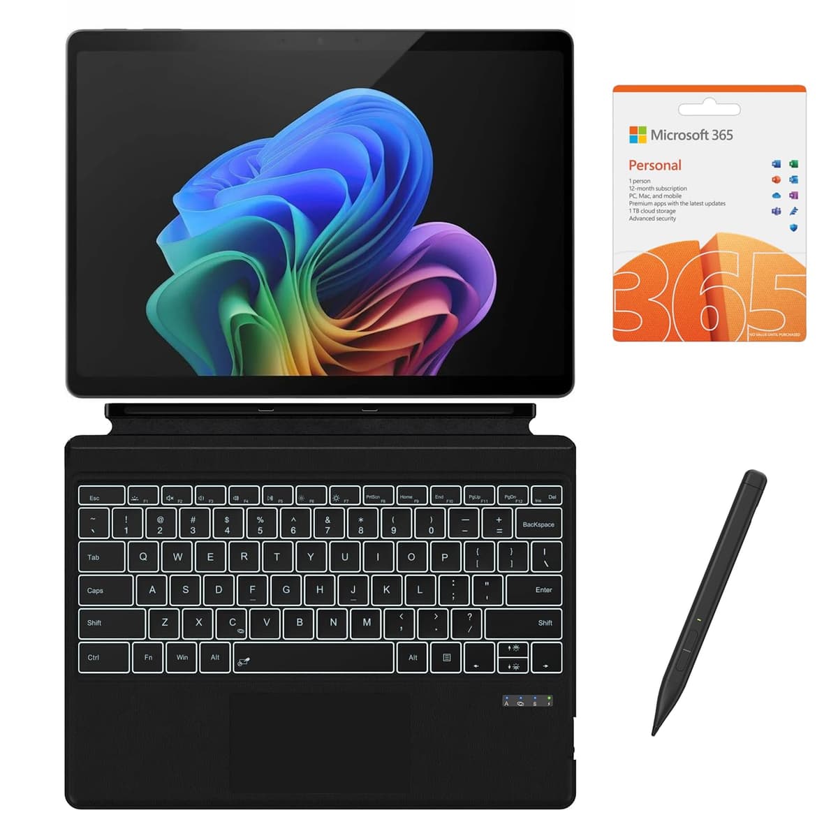 Microsoft Surface Pro 13" Pantalla OLED táctil 3K 120Hz 2 en 1 Tablet Laptop, Snapdragon 45 Tops NPU de 12 núcleos, 16 GB RAM 2 TB SSD, Teclado retroiluminado, Lápiz, MS 365, Batería 14 h, Copilot+, Windows 11 Pro ZIA-16-2-KB-SP-365