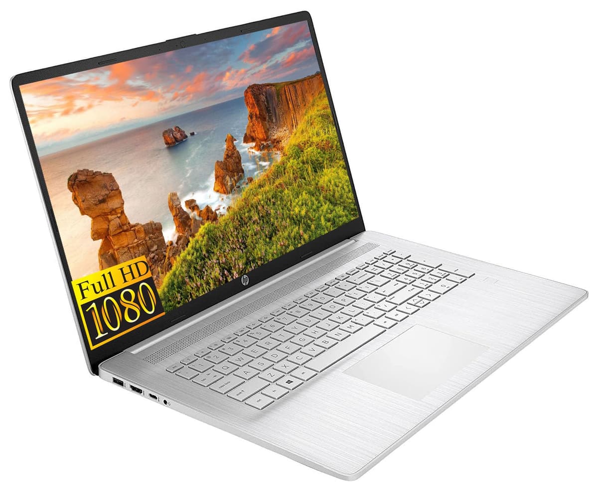 HP portátil de 17 pulgadas para negocios y estudiantes, pantalla FHD 17.3", AMD Ryzen 5 5500U (mejor que i7-11370H), 16 GB RAM, 1 TB SSD, lector de huellas, WiFi, HDMI, USB-C, webcam, Win11, accesorios BWE HP 17.3