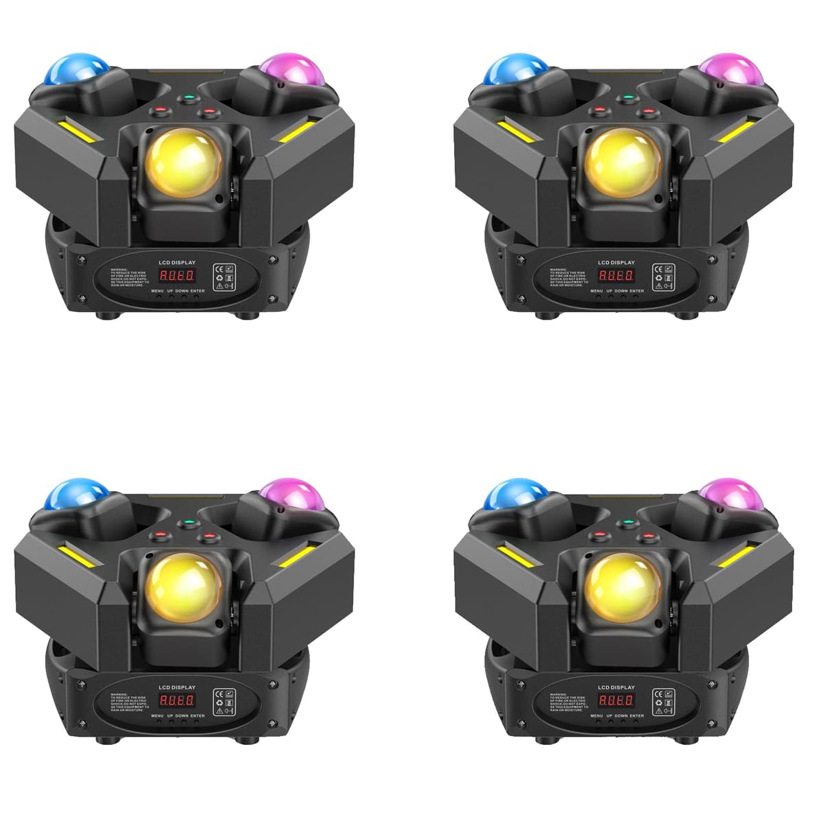 Xelletye 4-Pack Moving Head 9x10W LED para DJ y eventos con DMX y control por sonido ZQ02368US