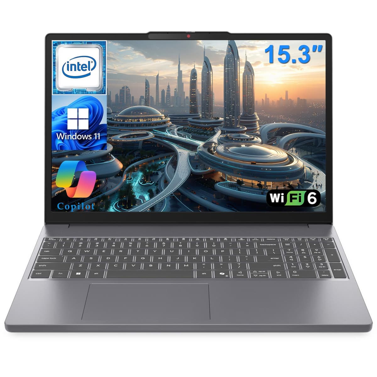 Laptop Lenovo 15.3" FHD+, Intel i5-13420H de 8 núcleos, 16GB DDR4, 512GB PCIe SSD, WiFi 6, Bluetooth 5.2, HDMI, USB-C, tecla Copilot, Windows 11 Home, Slate IdeaPad Slim 3