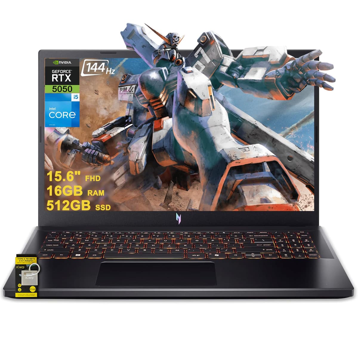 acer Nitro V 15 Laptop para juegos 15.6" FHD IPS 165Hz Intel i5-13420H de 8 núcleos 16GB RAM 512GB SSD GeForce RTX 5050 GDDR7 DLSS4 (hasta 440 TOPS de IA) Retroiluminado Thunderbolt WiFi6 Windows 11 ICP Hub