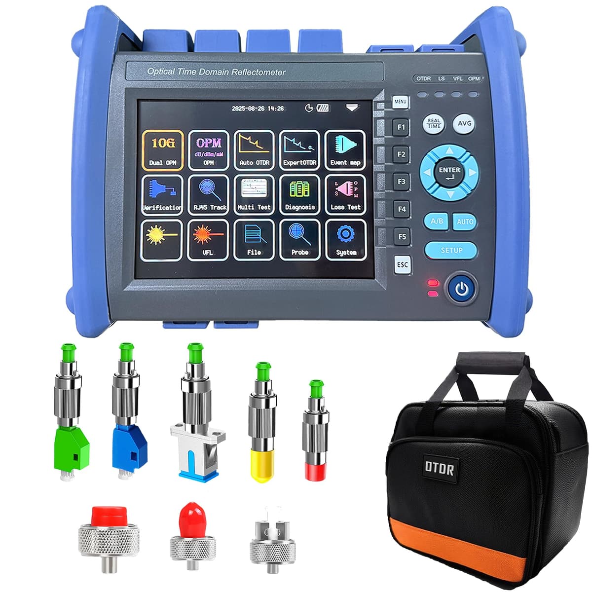 groword 12-in-1 OTDR Probador de Fibra Óptica 1310/1550/1625nm, 5.6" Touch, OPM 10G, Medidor de Potencia OTDR-SJ-X