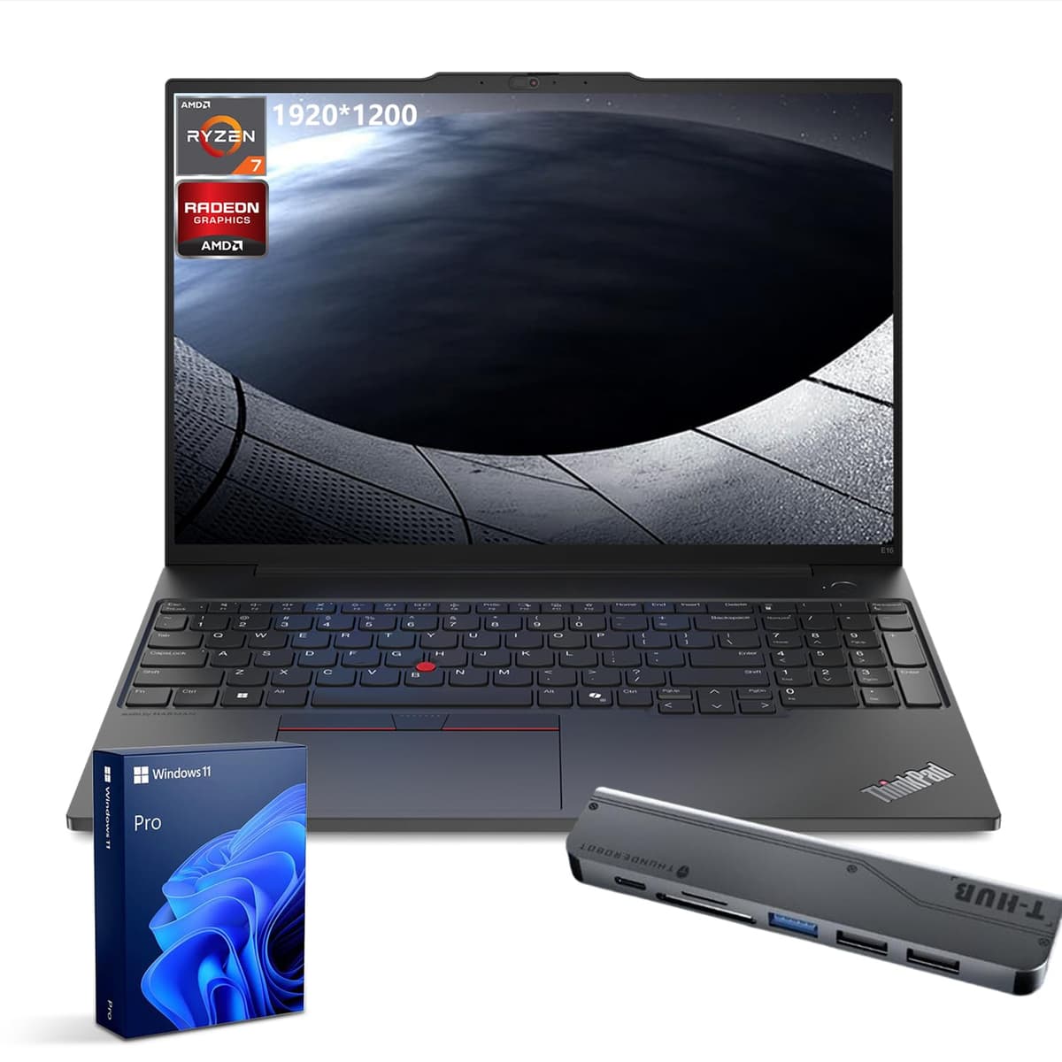 Lenovo ThinkPad E16 Gen 2 - Ryzen 7 7735U, 64GB DDR5, 1TB SSD, 16" FHD+ 16:10, Windows 11 Pro, Bundle Hub