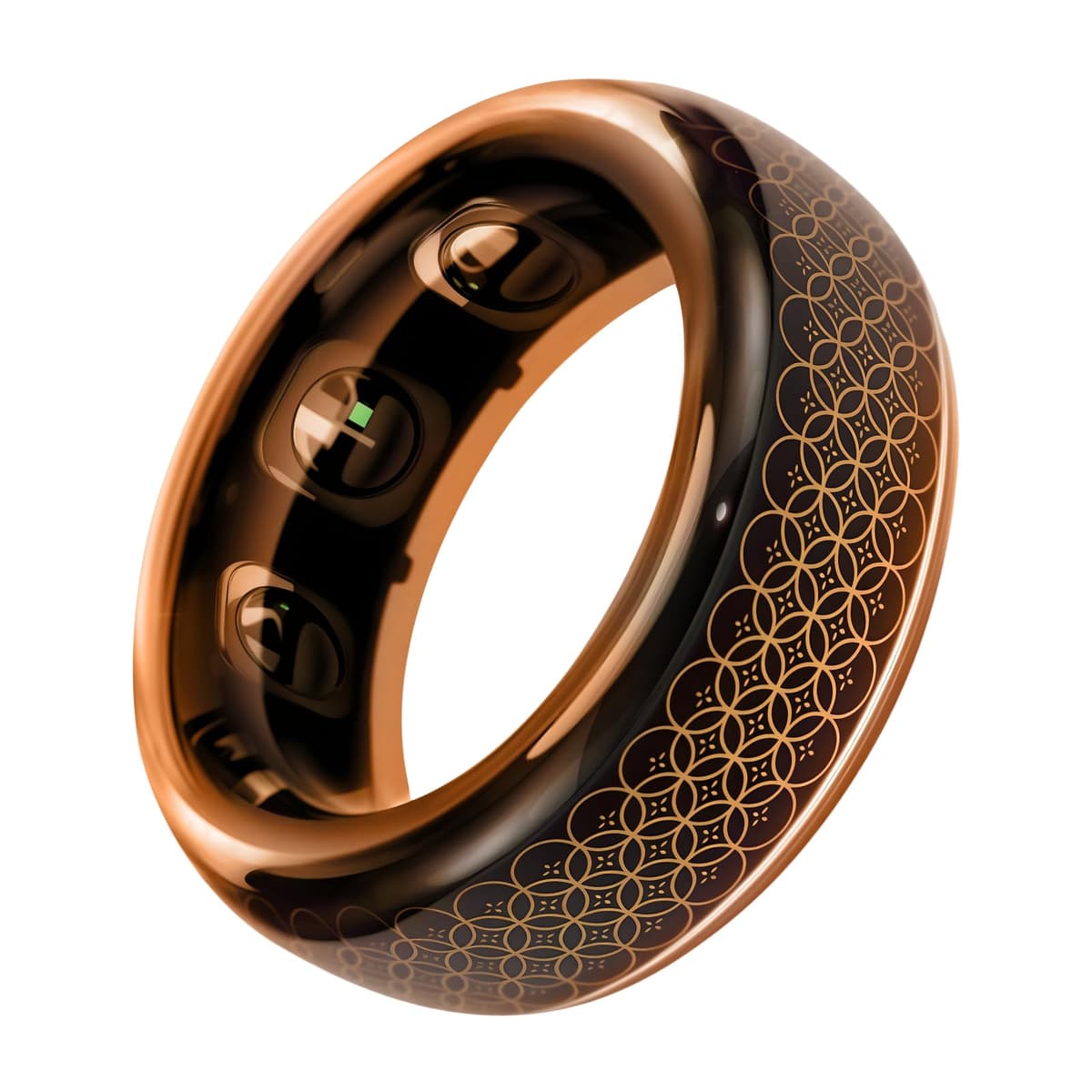 VERTU META Anillo Transparente de Cristal, Anillo Inteligente de Arte Usable, Monitor de Actividad, Ritmo Cardíaco y Sueño, Sin Suscripción Batería de Larga Duración, Compatible con Android e iOS, Regalo Ideal para Él y Ella(Naranja Fortuna, Talla 12) RIG-SJ1-OE10-12