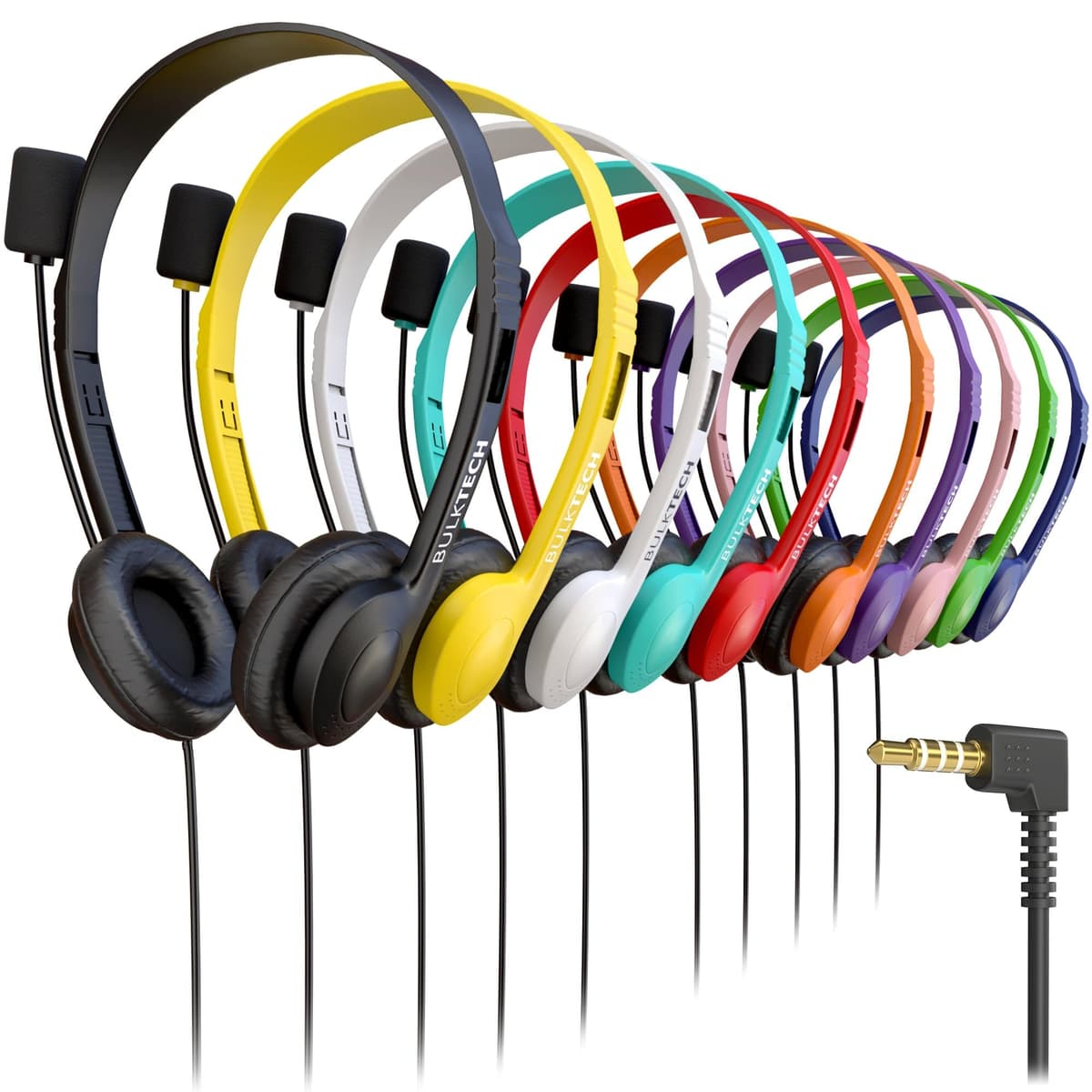 Bulktech 1000 Pack Auriculares On-Ear con Micrófono y Conector 3.5mm - Bulk I64X8D