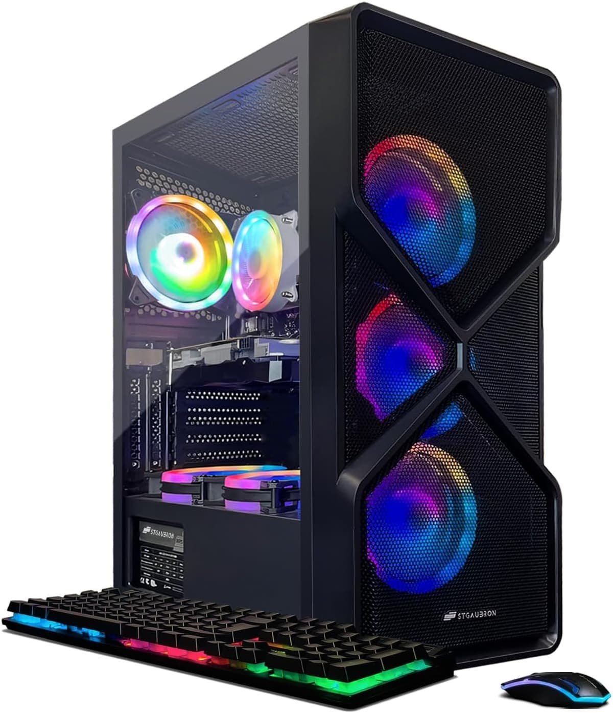 STGAubron PC de Escritorio Gamer, Intel Core i7 8ª gen hasta 4.1 GHz, GeForce RTX 2060S 8GB, 16GB DDR4, SSD 1TB, Wi-Fi 6 y Bluetooth 5.0, 6 ventiladores RGB, Windows 11 Home ABR1924