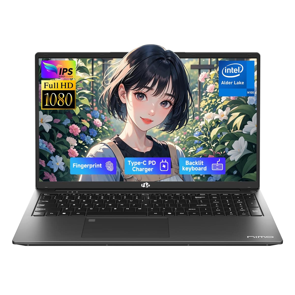 NIMO 17.3" FHD IPS Laptop Estudiantil - 16GB RAM 1TB SSD, Intel Pentium 4 Núcleos N100 (Mejor que i3-1115G4, hasta 3.4GHz) 65W Type-C, 2 Años de Garantía, Lector de Huellas, Teclado Retroiluminado, Wi-Fi 6 BT5.2 NIMO N176