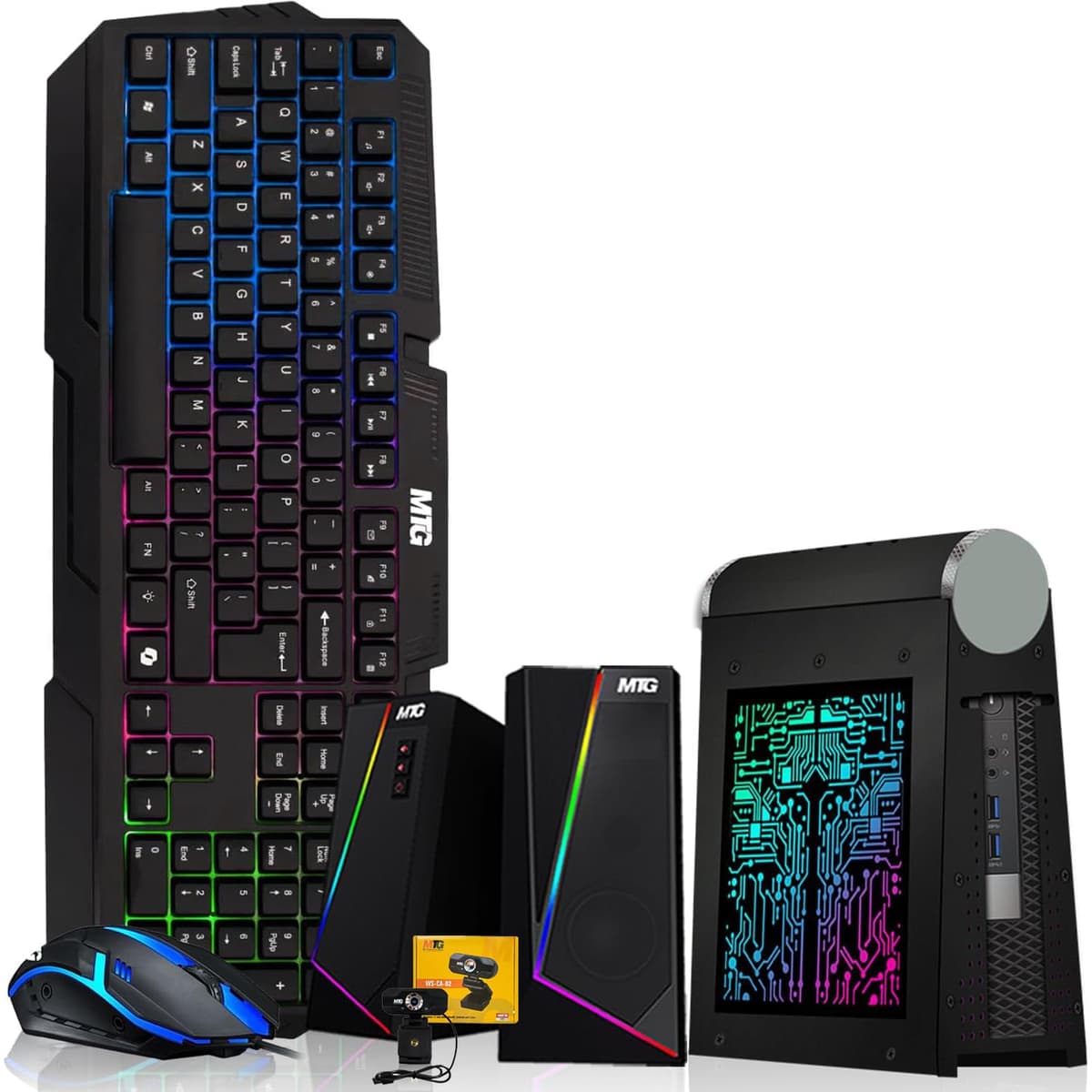 TechMagnet CyberCube Mini PC Bundle - Intel Core i5, 32GB RAM, 1TB SSD, RGB, Webcam, Windows 11 Pro (Renewed) TMZeusPro01