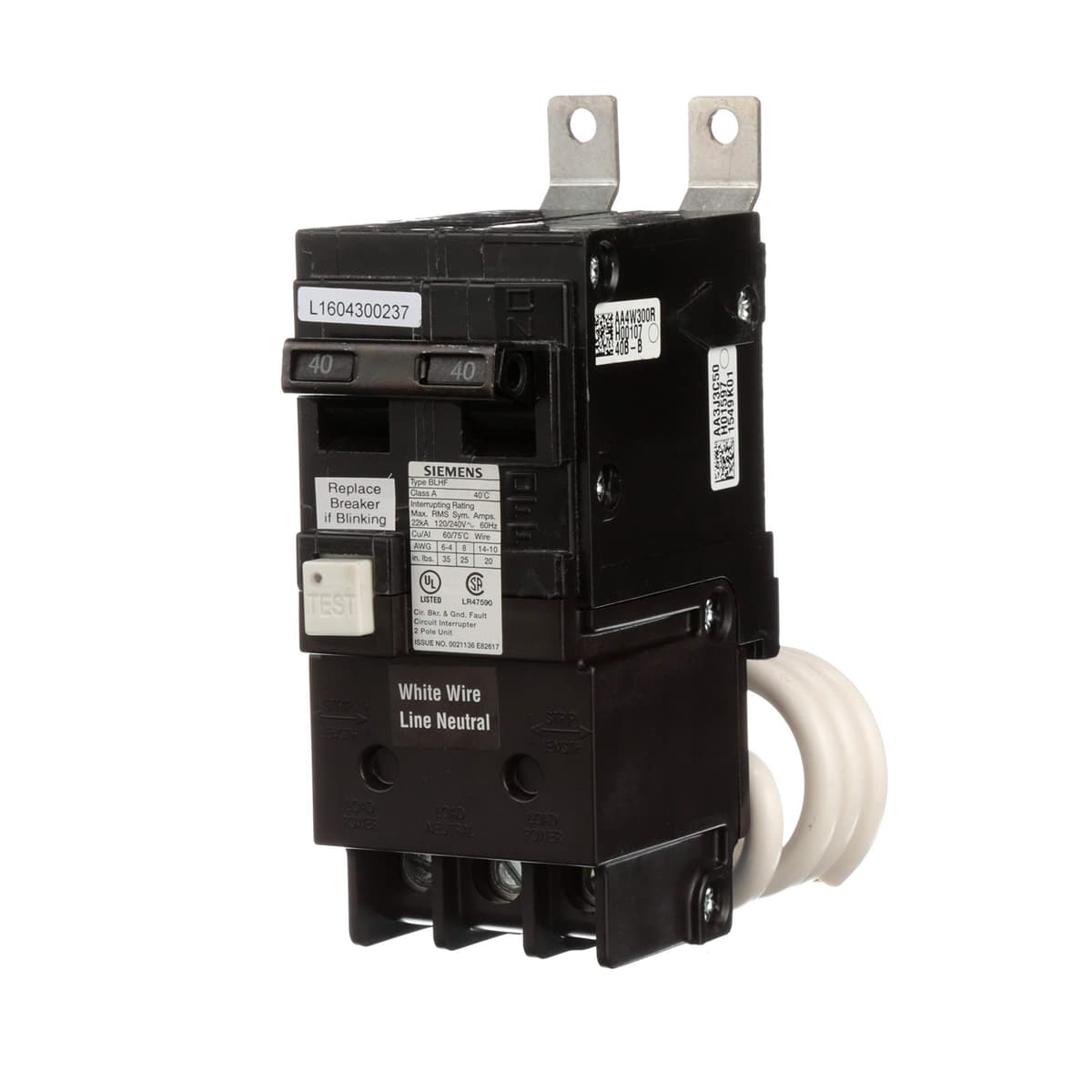 Siemens Interruptor GFCI 40 A 2 polos tipo BLHF 22 kA Bolt-On US2:BF240AH