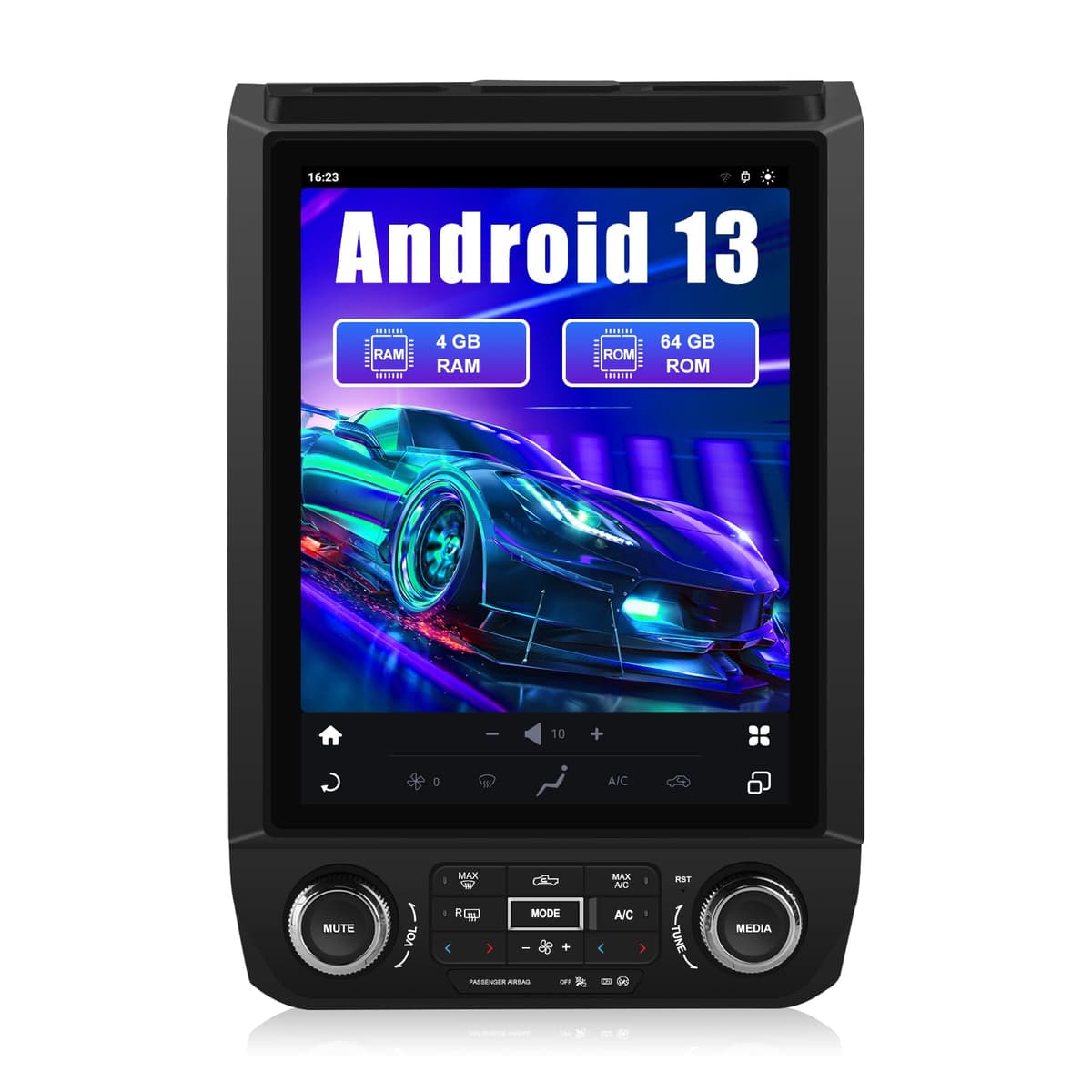 Radio para auto Solvitek para Ford F150 2015-2021, Android 13, pantalla táctil IPS de 12.1", CarPlay y Android Auto, navegación GPS, 4G + WiFi, Bluetooth/FM/AM, octa-core, 4GB RAM + 64GB ROM, SWC