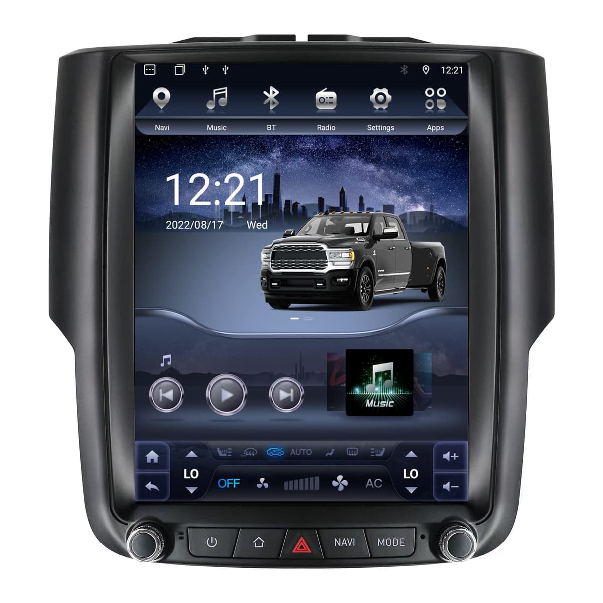 YULU Radio Auto Android 12 10.4" T-Style para Dodge Ram 1500/2500/3500 (2013-2018) - Soporta A/C Automático, CarPlay inalámbrico