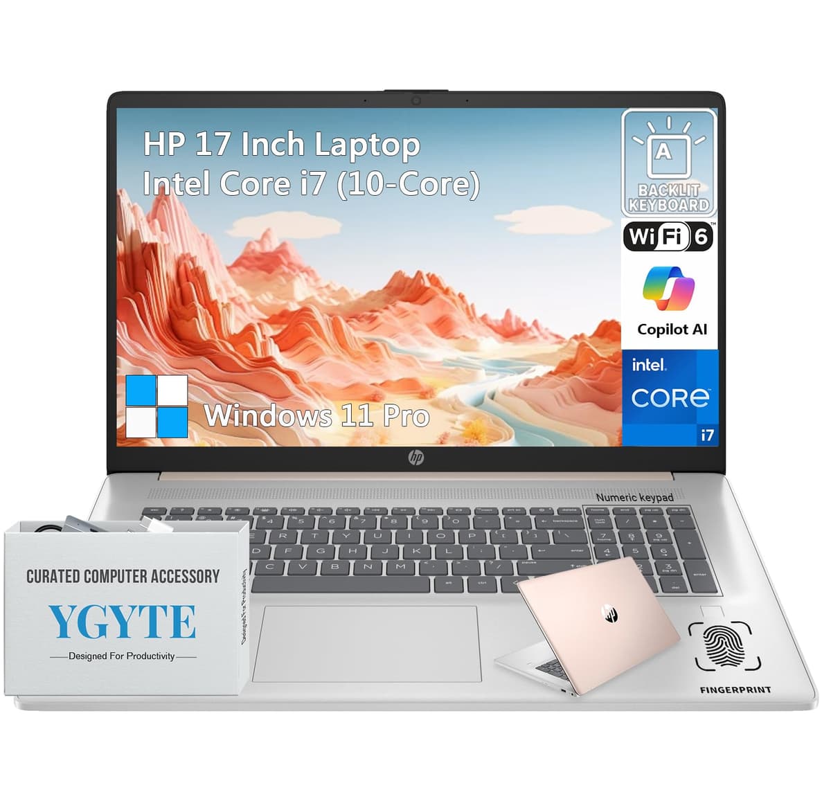 HP 17" Notebook con Pantalla Táctil - Intel Core i7 13ª Gen, 64GB RAM, 1TB SSD, Windows 11 Pro, Rosé Gold