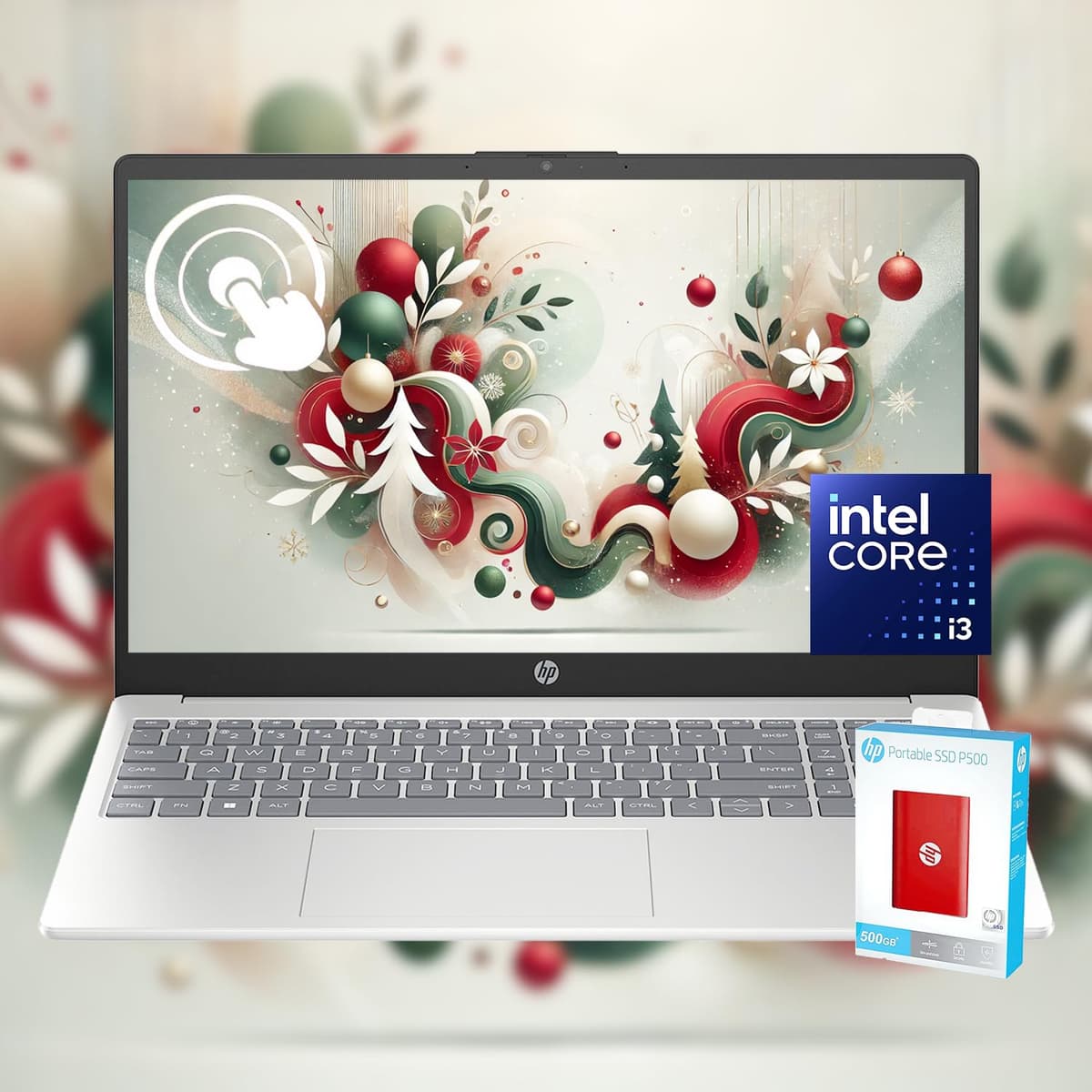 HP Pavilion 15.6" Laptop con pantalla táctil, 32GB de RAM, 1TB de almacenamiento (512GB SSD + SSD portátil HP P500 de 512GB), procesador Intel de 6 núcleos, HDMI, hasta 12 horas de batería, Windows 11 Essiential