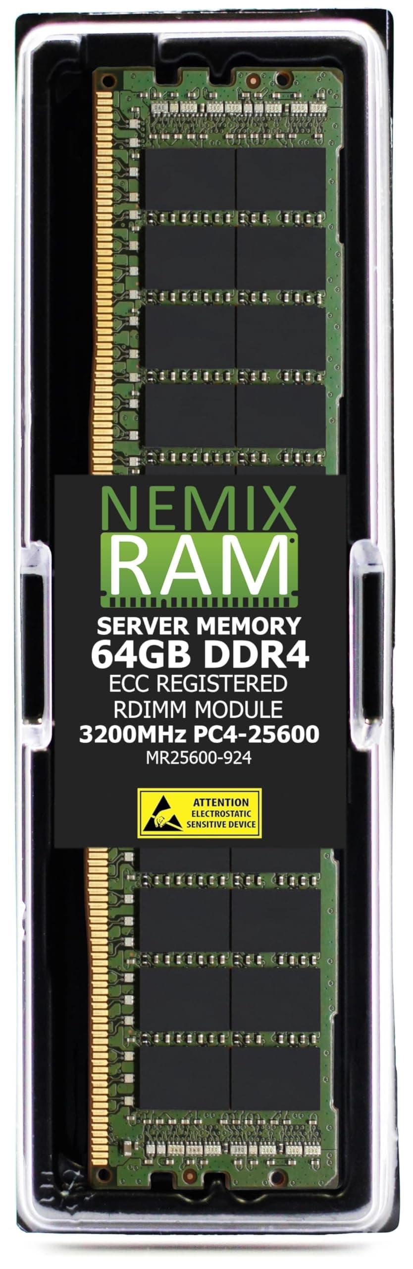 NEMIX RAM 64GB (1X64GB) DDR4 3200MHz PC4-25600 2Rx4 1.2V CL22 288-PIN ECC RDIMM Memoria Registrada para Servidor MR25600-924K01-G