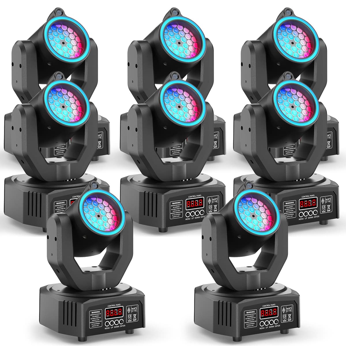 Wiwreenm 8-Pack Mini Moving Head Light, 30W LED Stage Lighting con Control Remoto ZQ02374