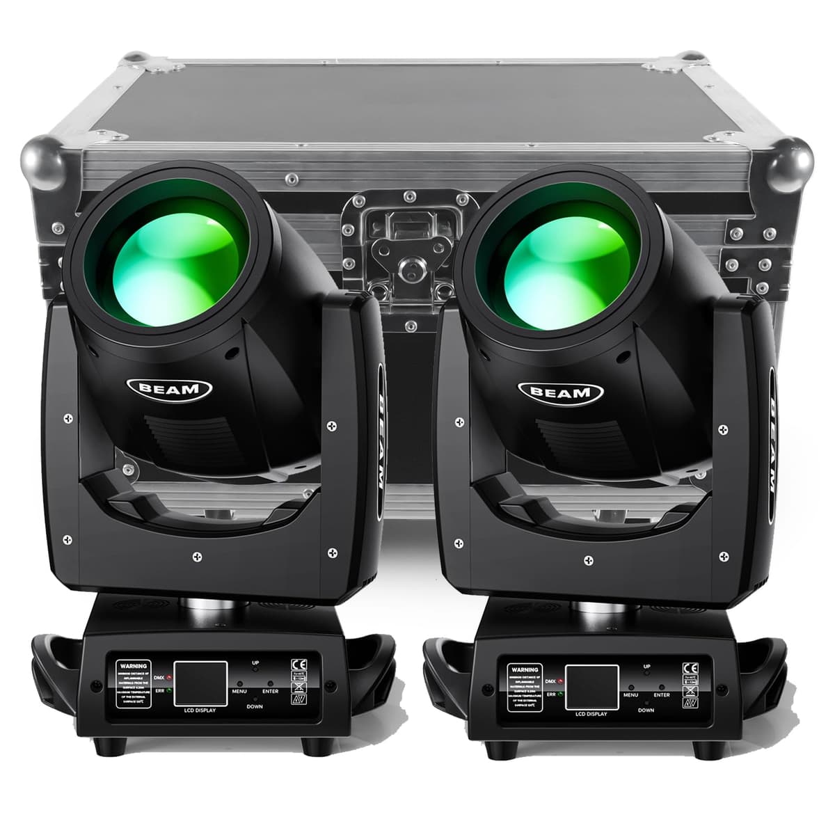 HOLDLAMP 7R 230W Mini Moving Head DJ 16 prismas 13 colores 14 patrones (2 pack + case)