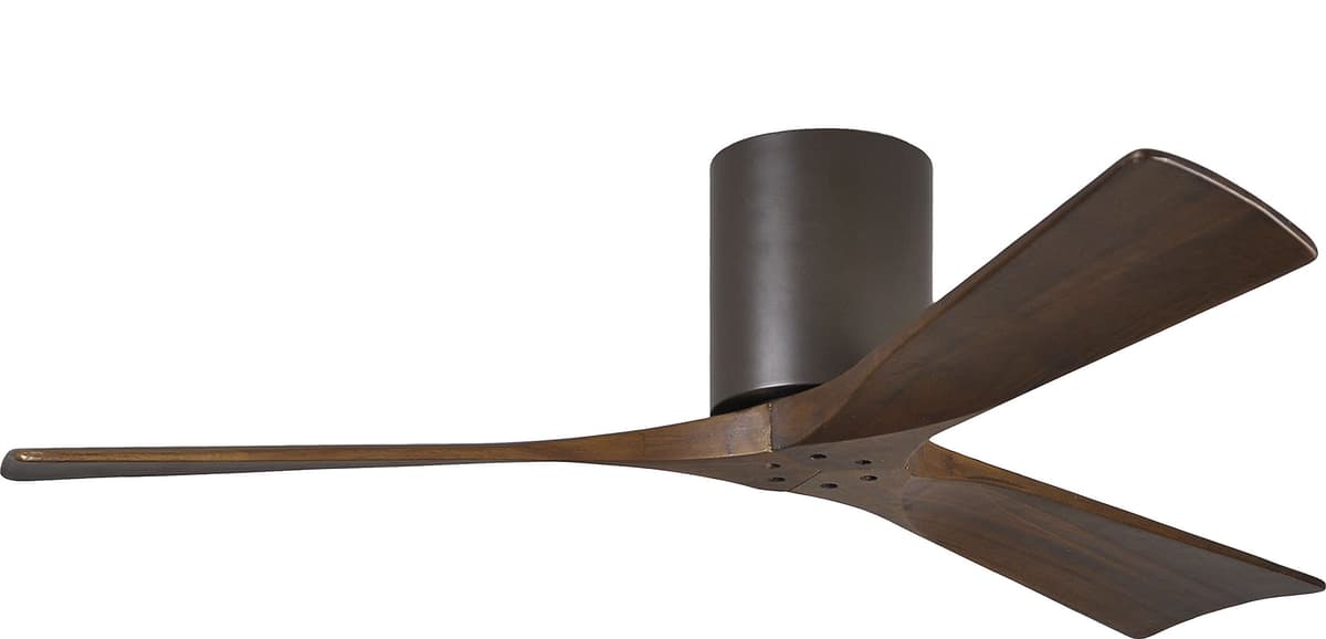 Matthews Irene ventilador de techo hugger 52" con control remoto y pared, motor DC silencioso, 3 aspas madera nogal, bronce texturizado IR3H-TB-WA-52